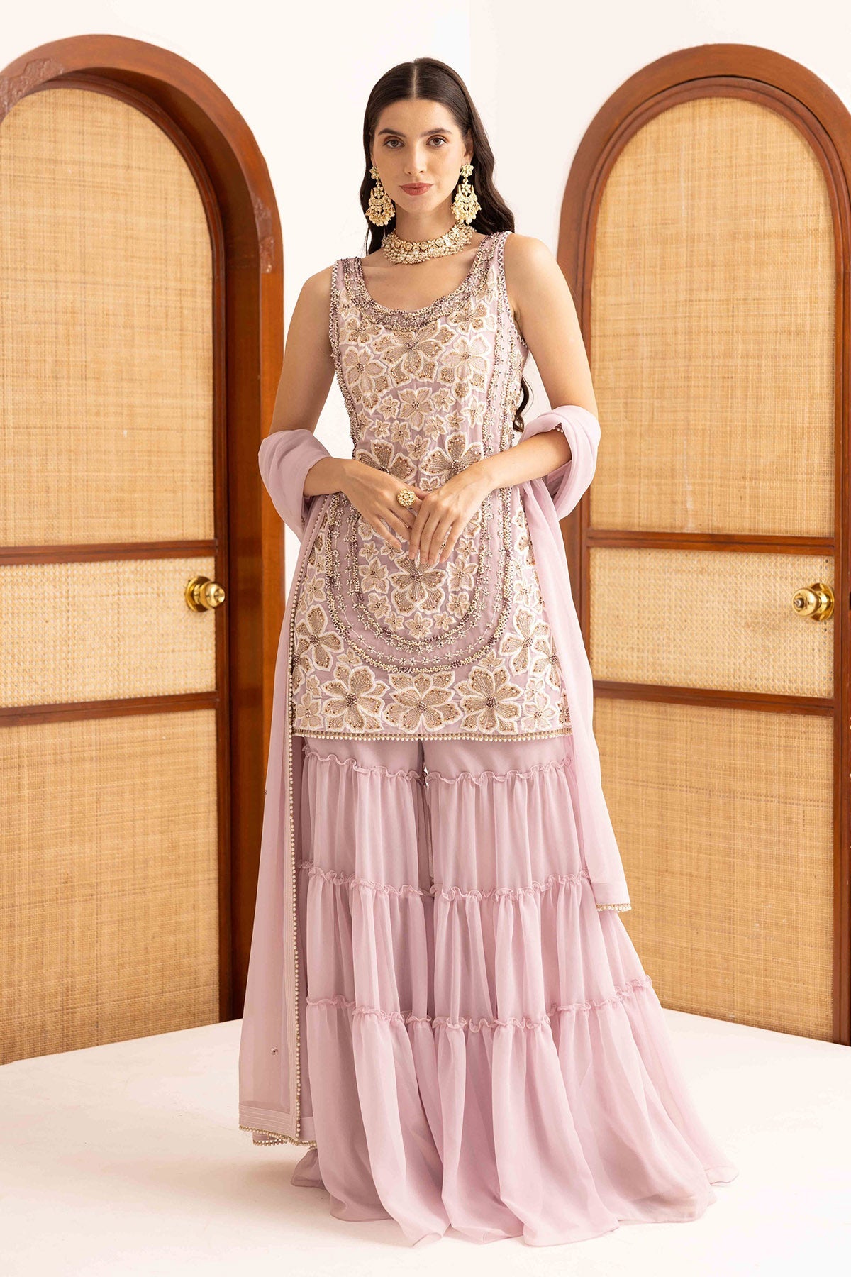 Buy Lilac Dori Embroidered Kurta Set by Ajiesh Oberoi for women online at ScrollnShops