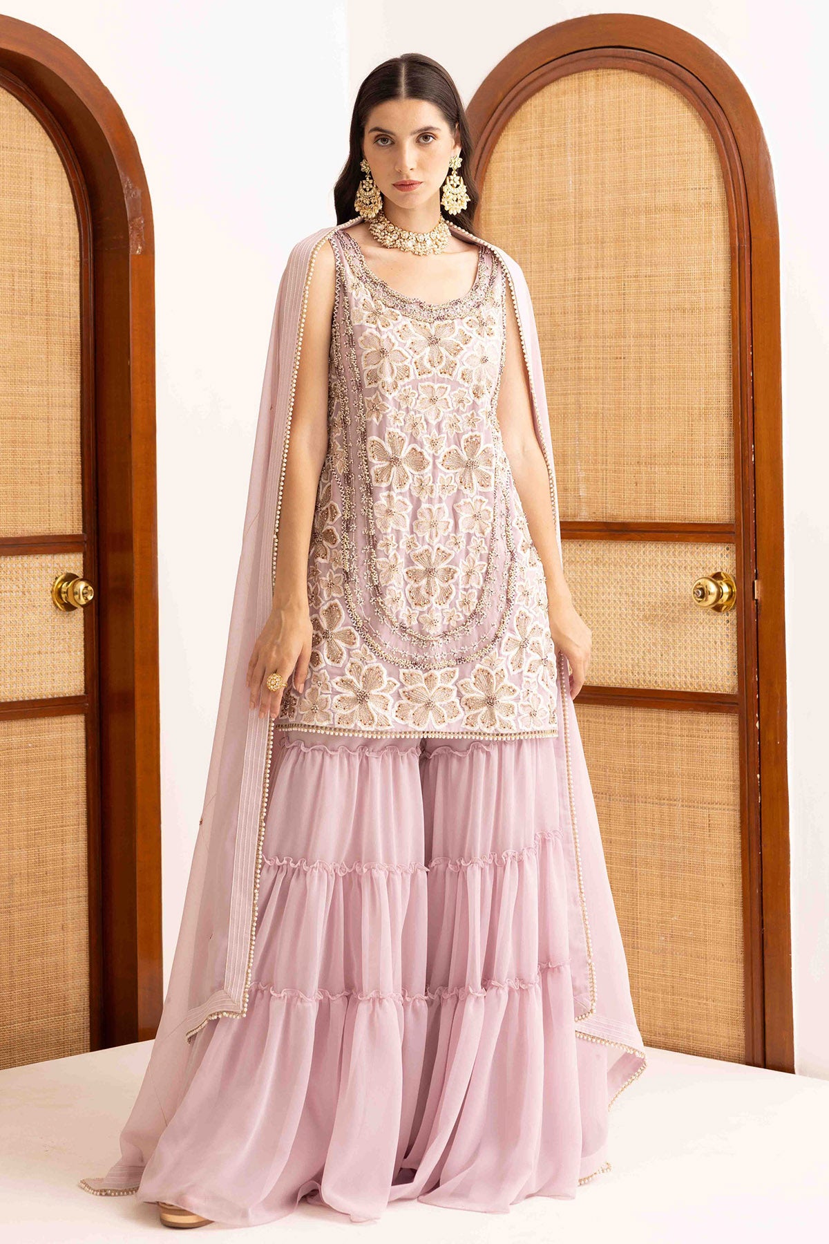 Lilac Dori Embroidered Kurta Set
