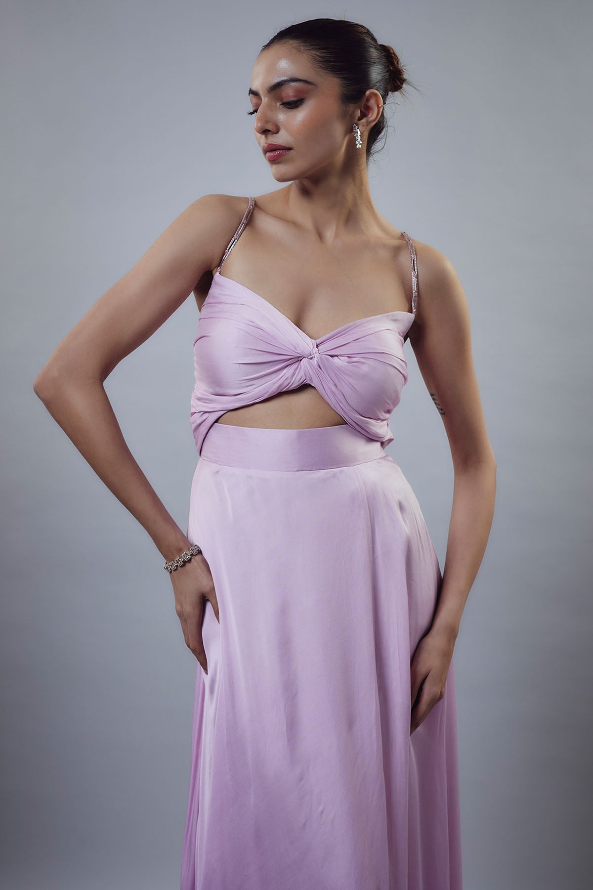 Lilac Embellished Cut-Out Gown