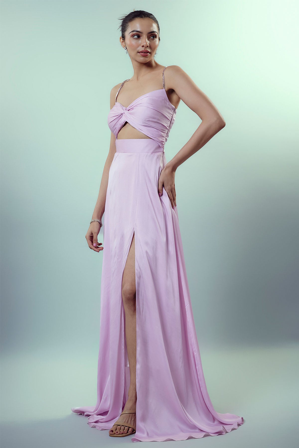 Lilac Embellished Cut-Out Gown