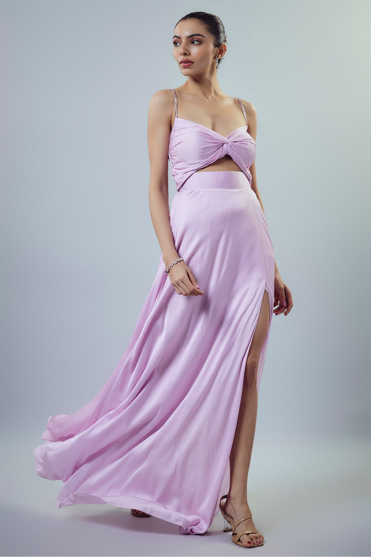 Lilac Embellished Cut-Out Gown