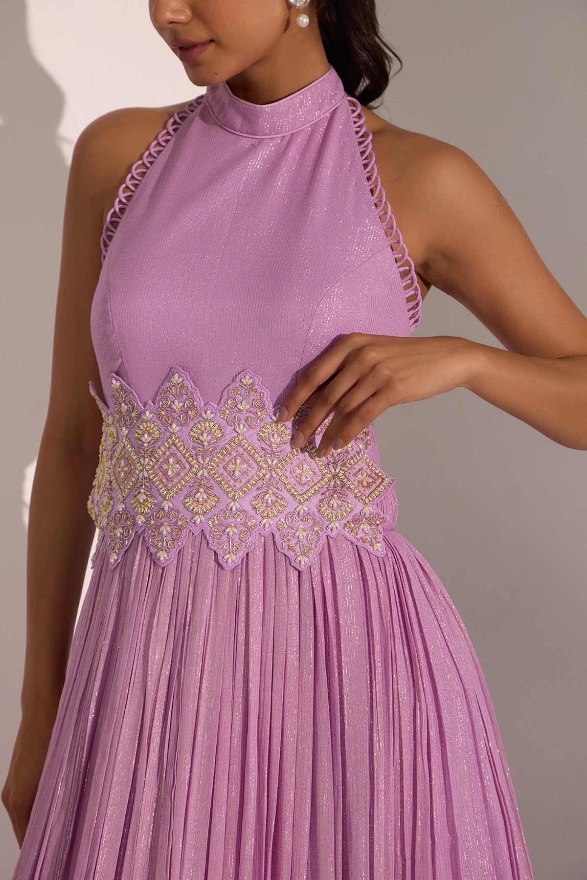 Lilac Embroidered Anarkali Set