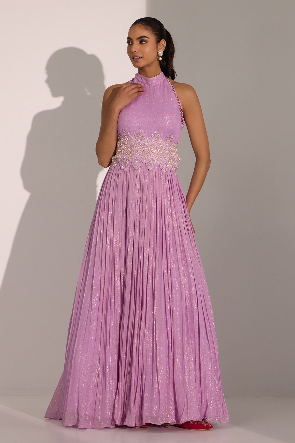 Lilac Embroidered Anarkali Set