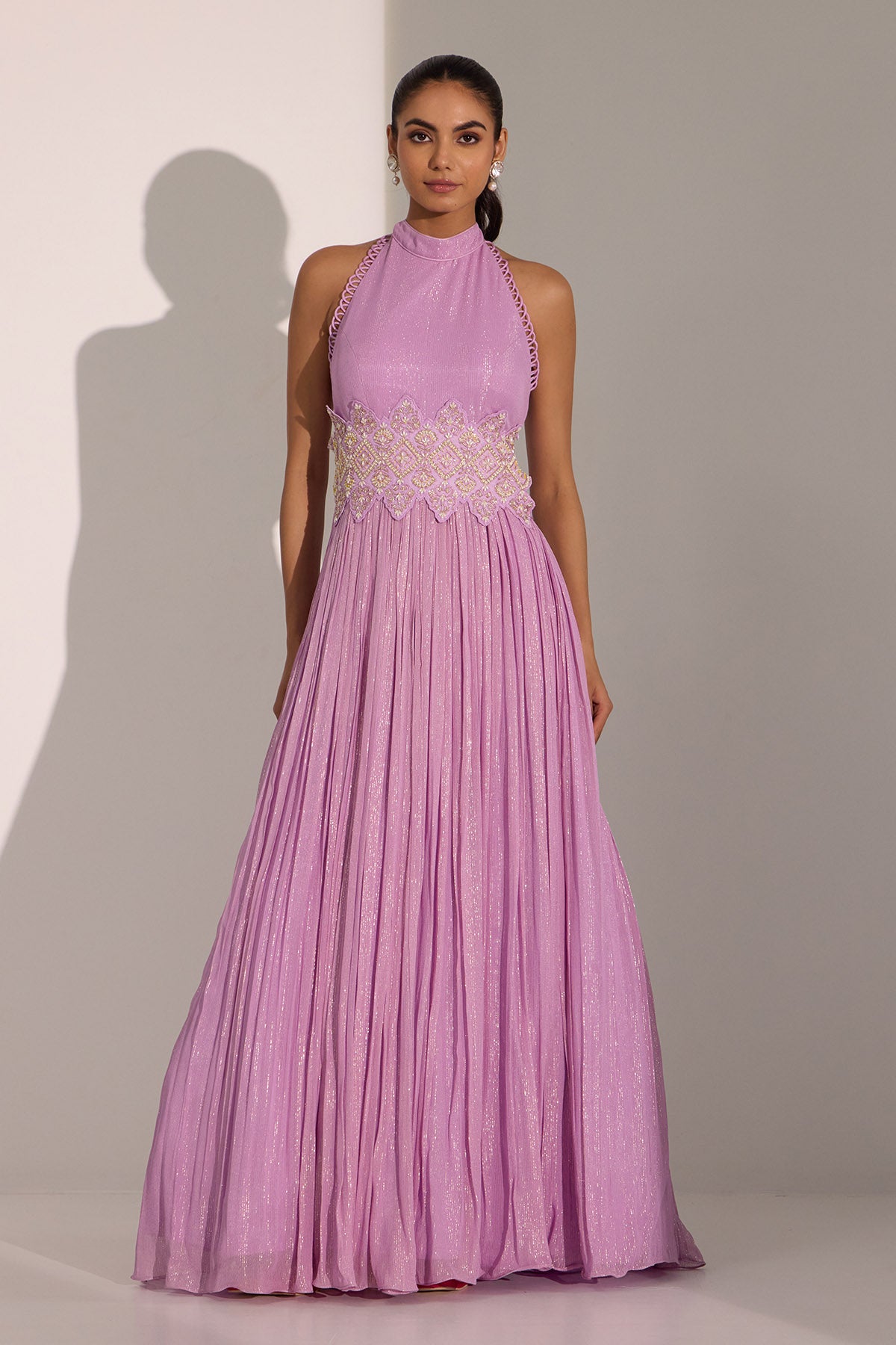 Lilac Embroidered Anarkali Set