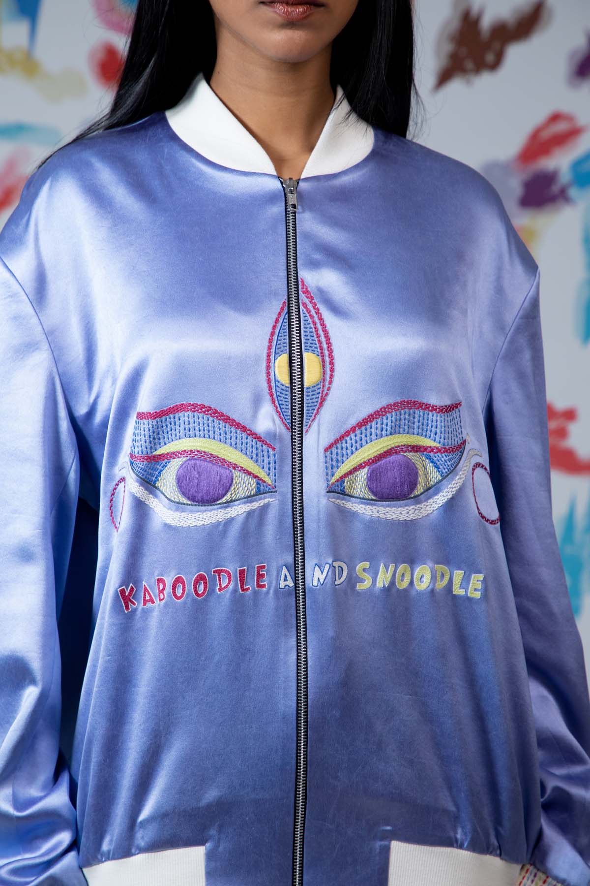 Lilac Embroidered Bomber Jacket