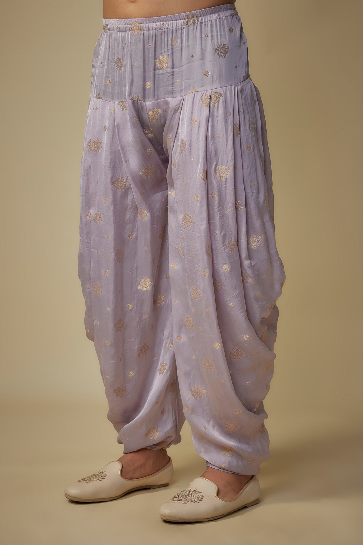 Lilac Embroidered Dhoti Set