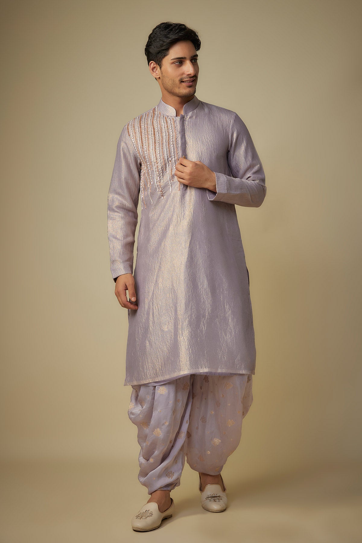 Buy Lilac Embroidered Dhoti Set by Masumi Mewawalla for men online at ScrollnShops