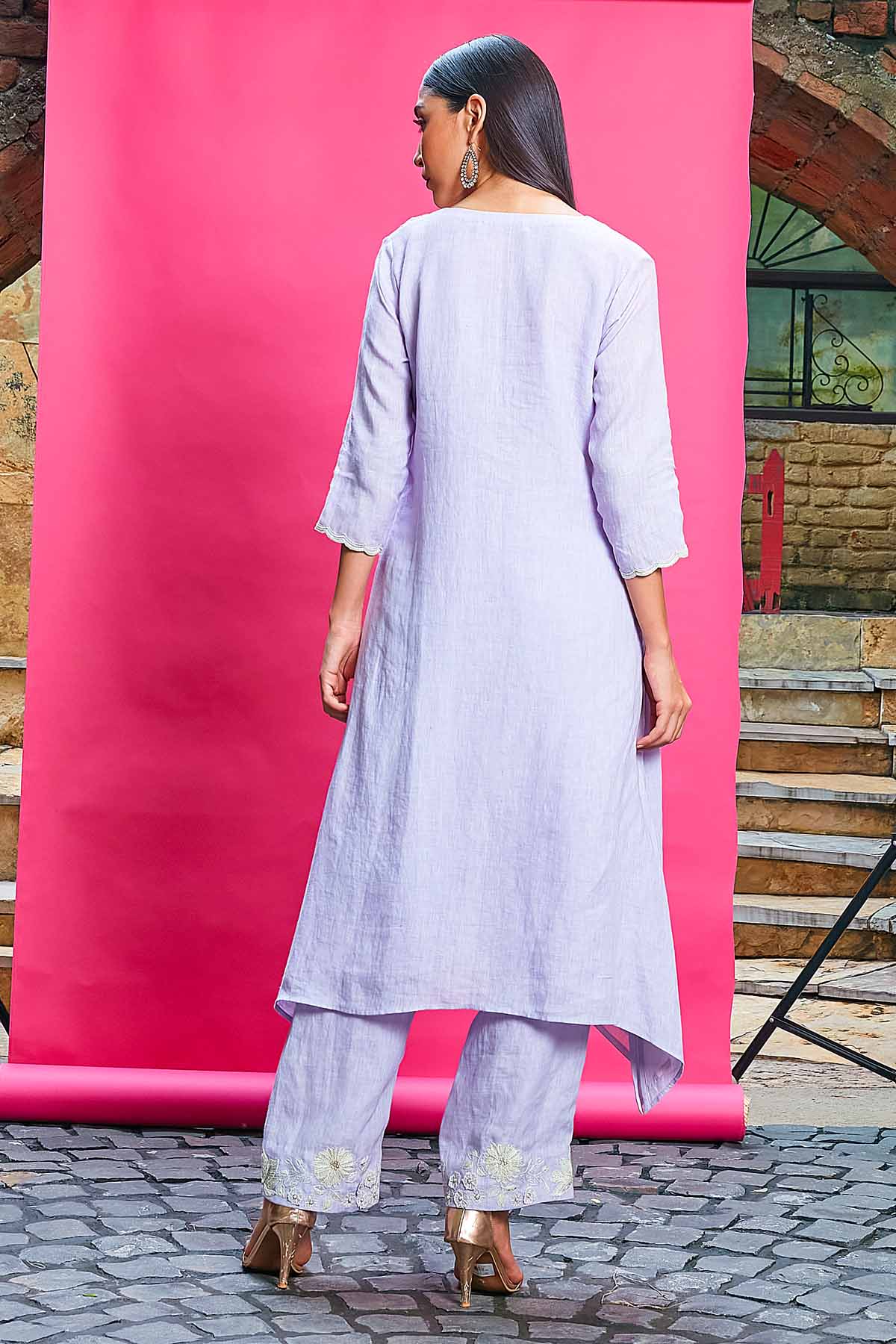 Lilac Embroidered Kurta & Pants