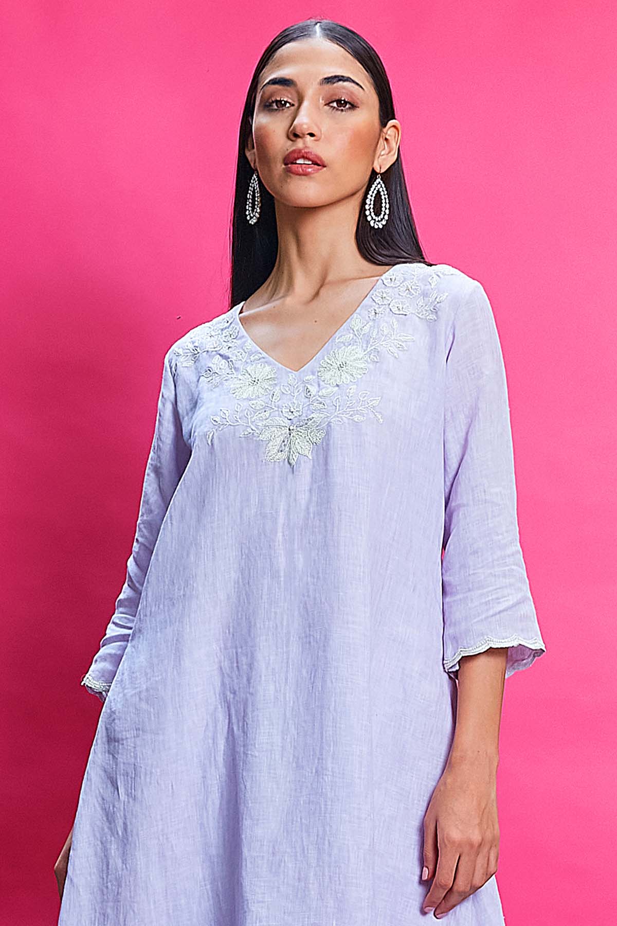 Lilac Embroidered Kurta & Pants