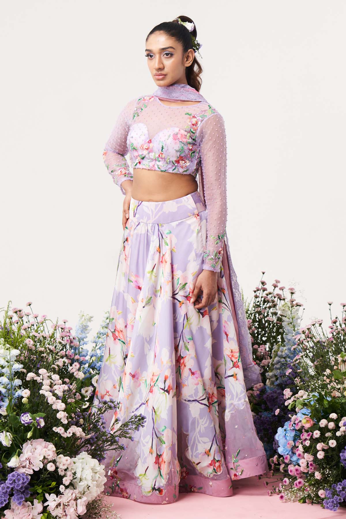 Seharre Lilac Embroidered Lehenga Set for women online at ScrollnShops