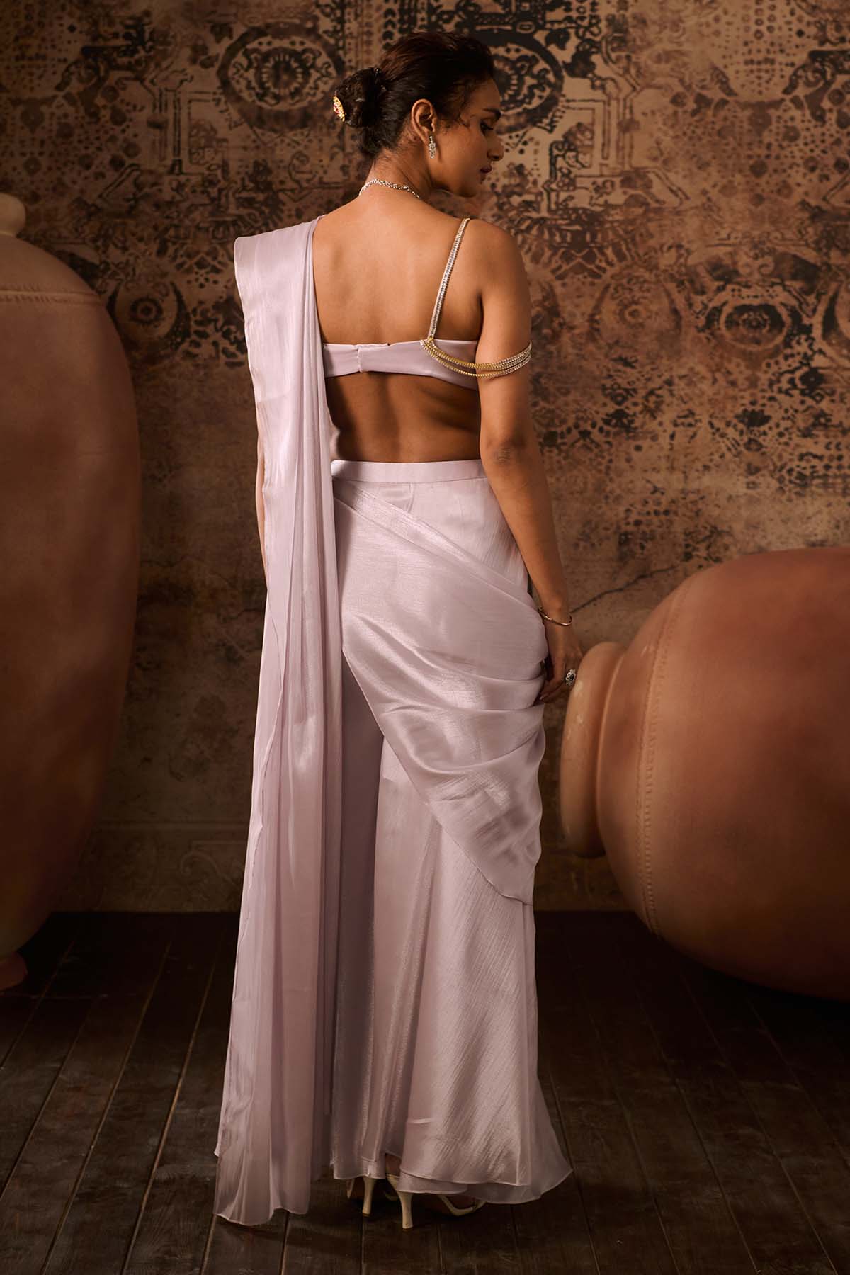 Lilac Embroidered Palazzo Saree