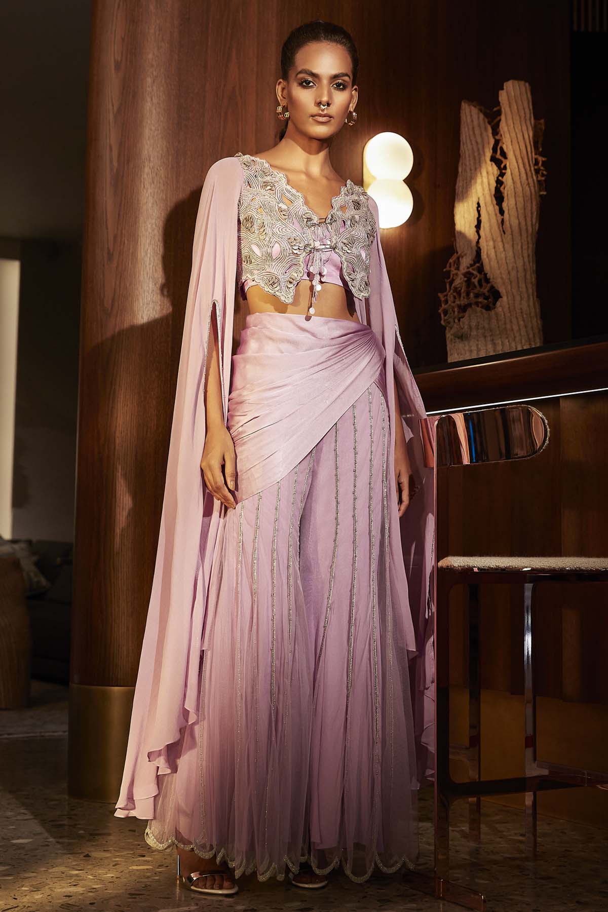 Babita Malkani Lilac Embroidered Top & Pants for women online at ScrollnShops