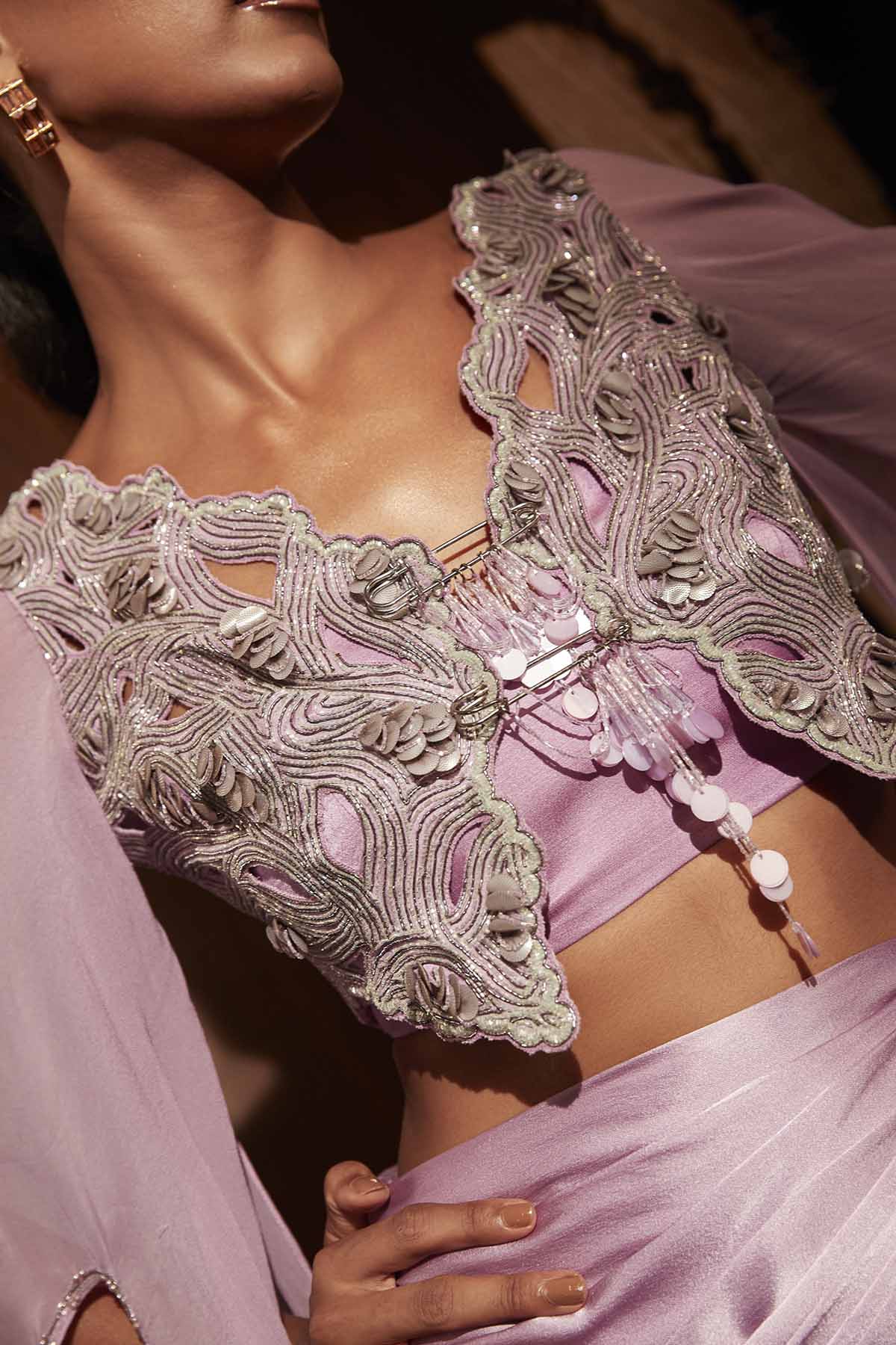 Lilac Embroidered Top & Pants