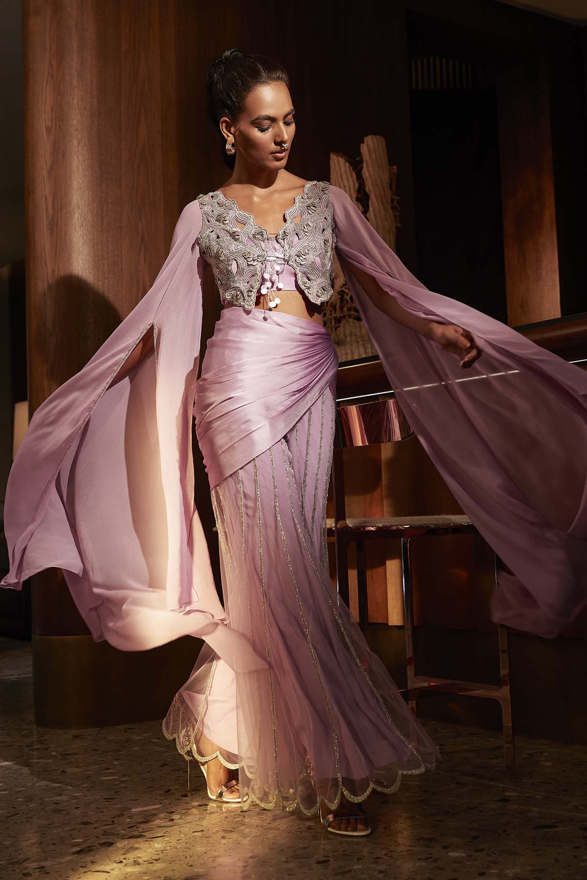 Lilac Embroidered Top & Pants