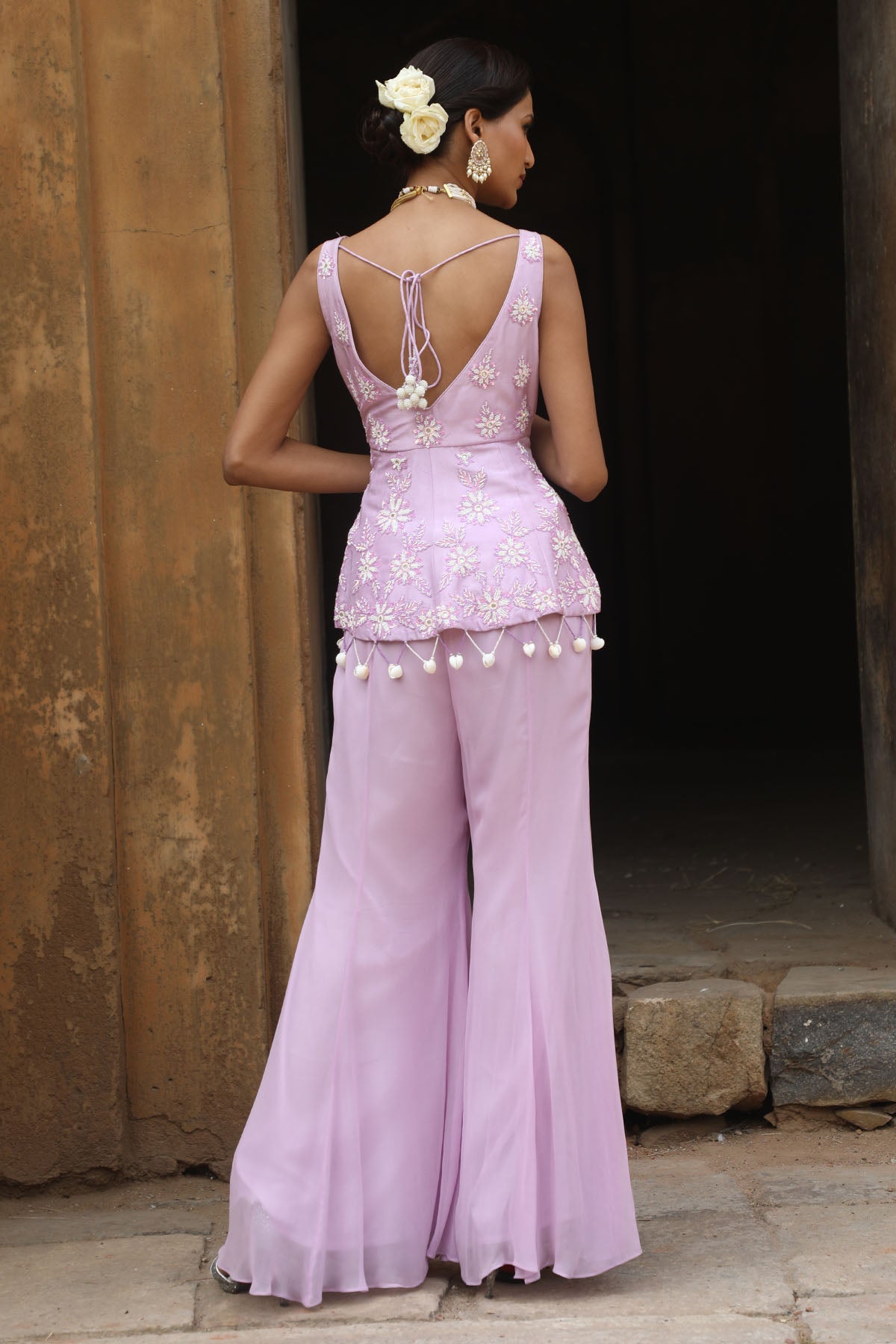 Lilac Floral Indo-Western Set