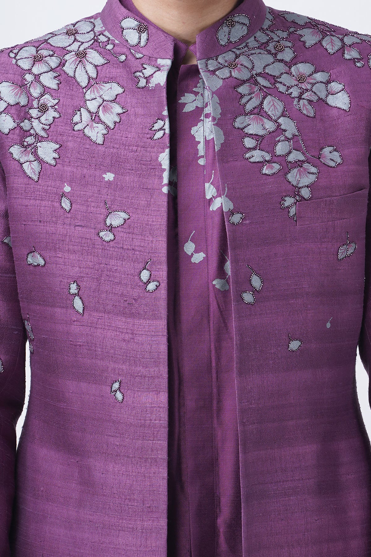 Lilac Floral Printed Jacket Set