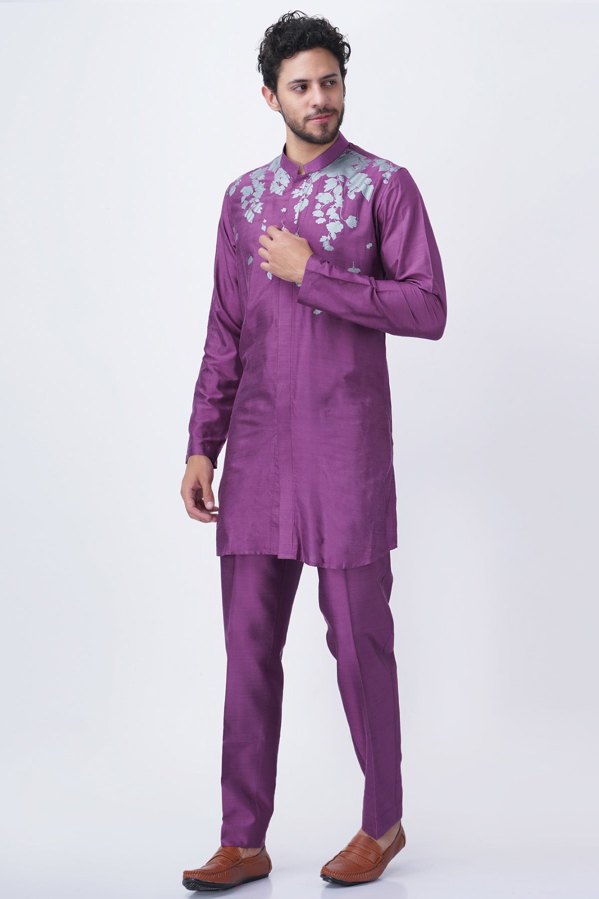 Lilac Floral Printed Jacket Set