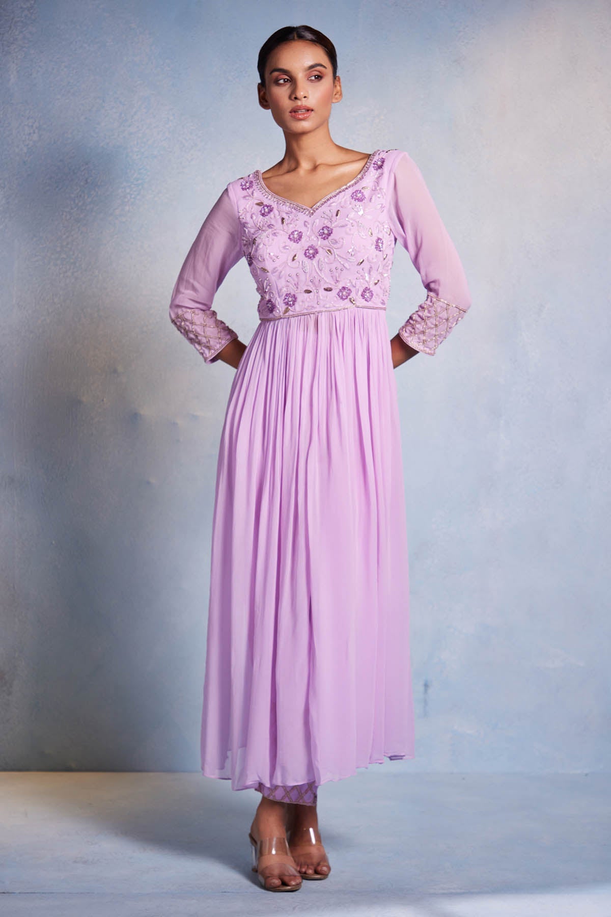 Muditaa By Urmila Lilac Georgette Kurta & Pants for women online at ScrollnShops