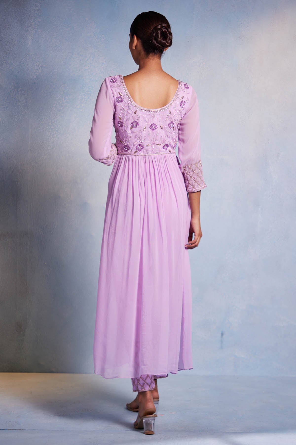 Lilac Georgette Kurta & Pants