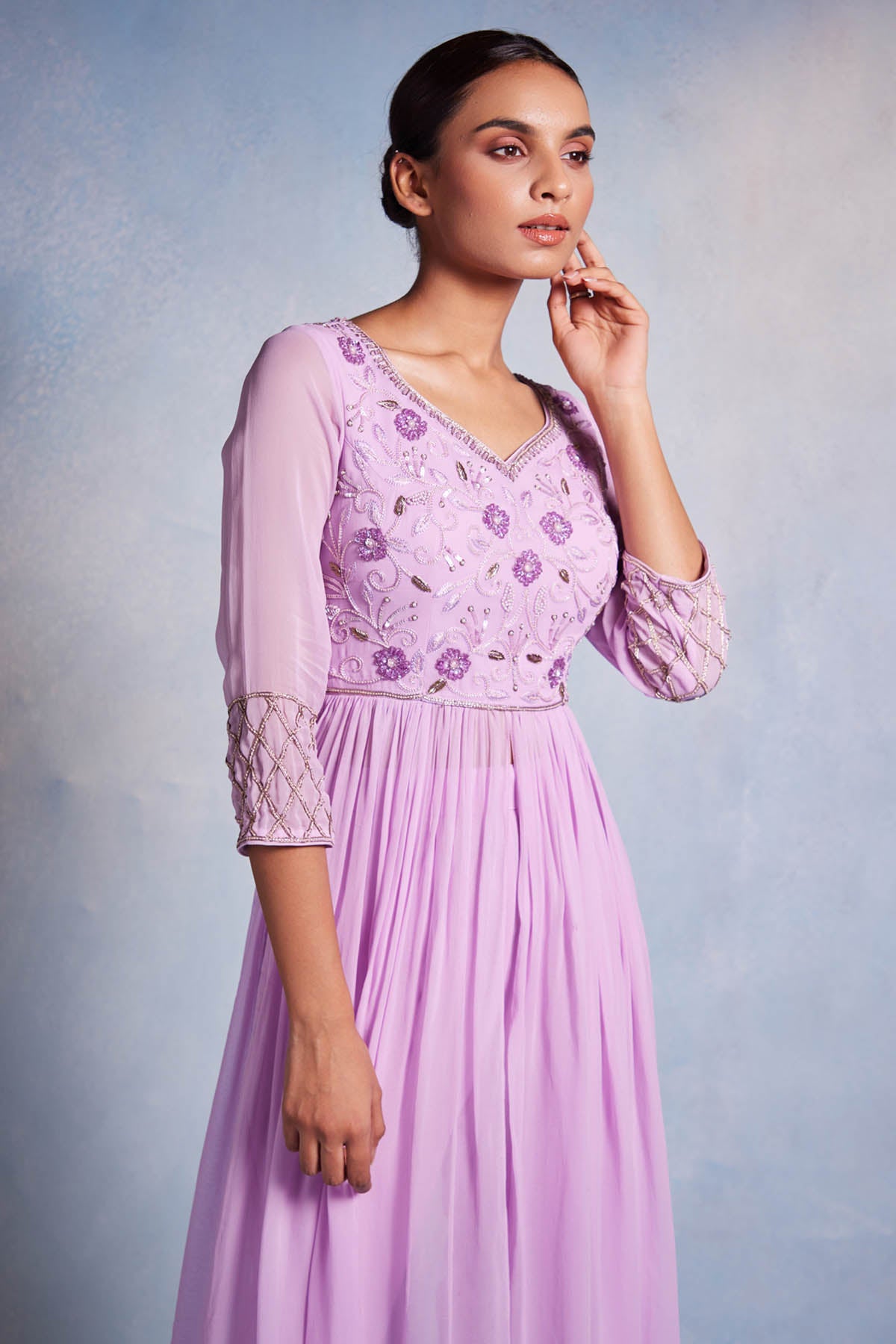 Lilac Georgette Kurta & Pants