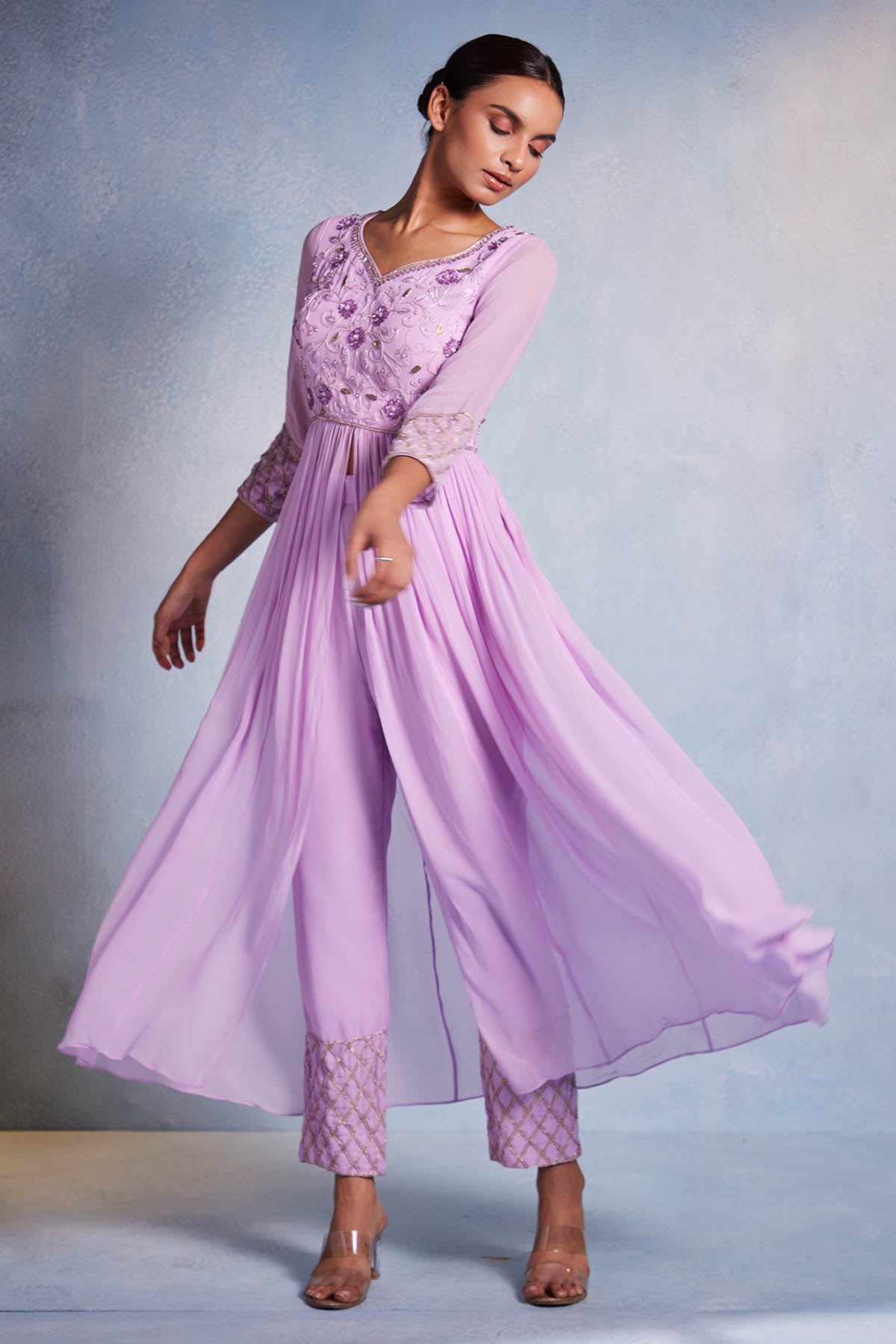 Lilac Georgette Kurta & Pants