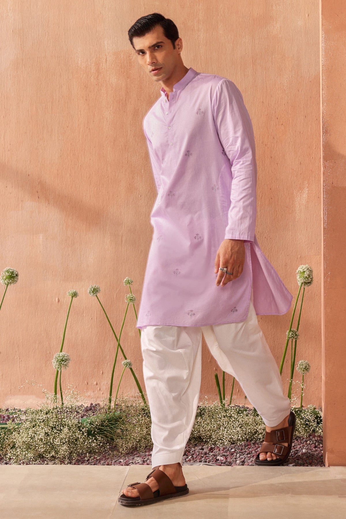 Lilac Giza Cotton Kurta & Pants