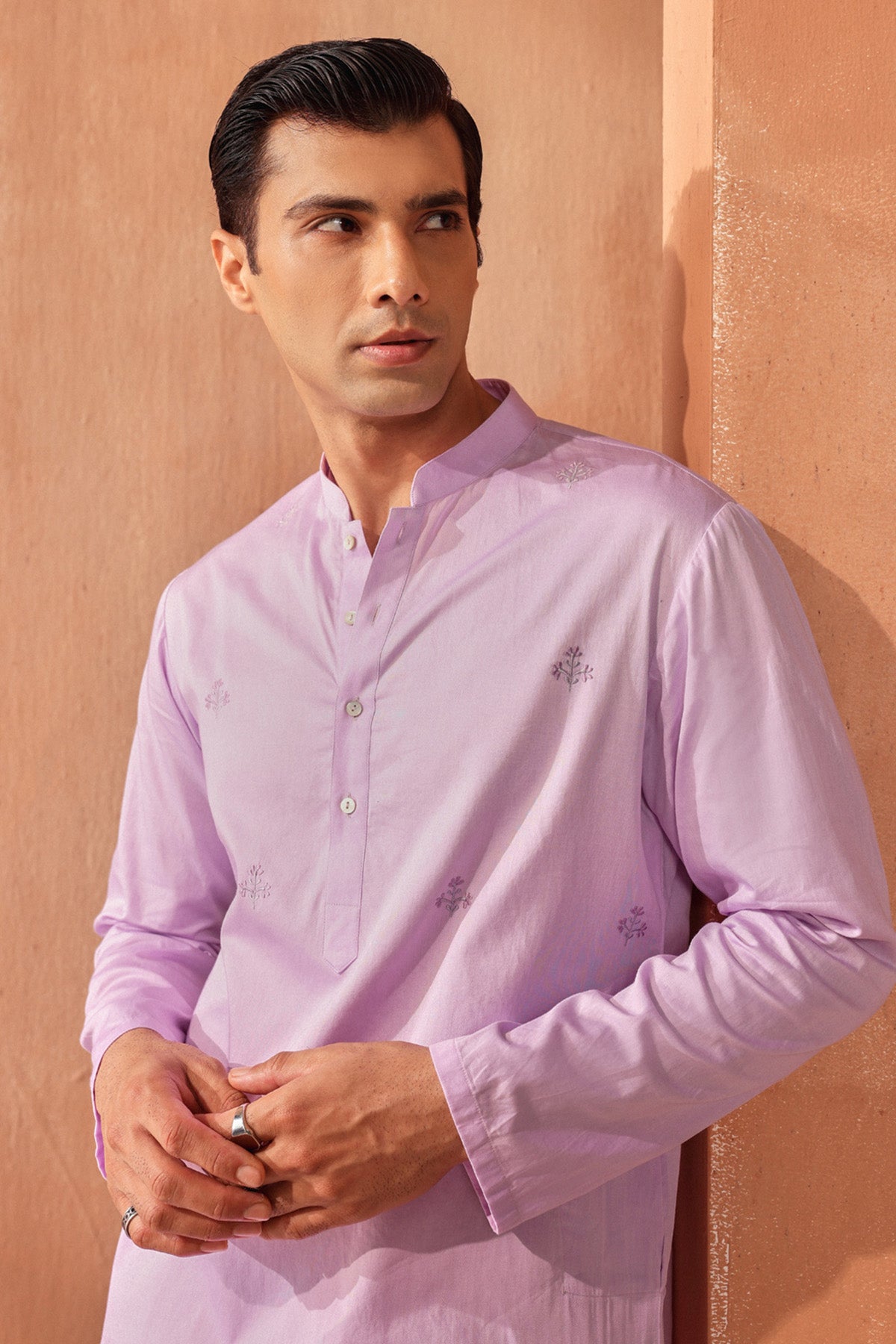Lilac Giza Cotton Kurta & Pants