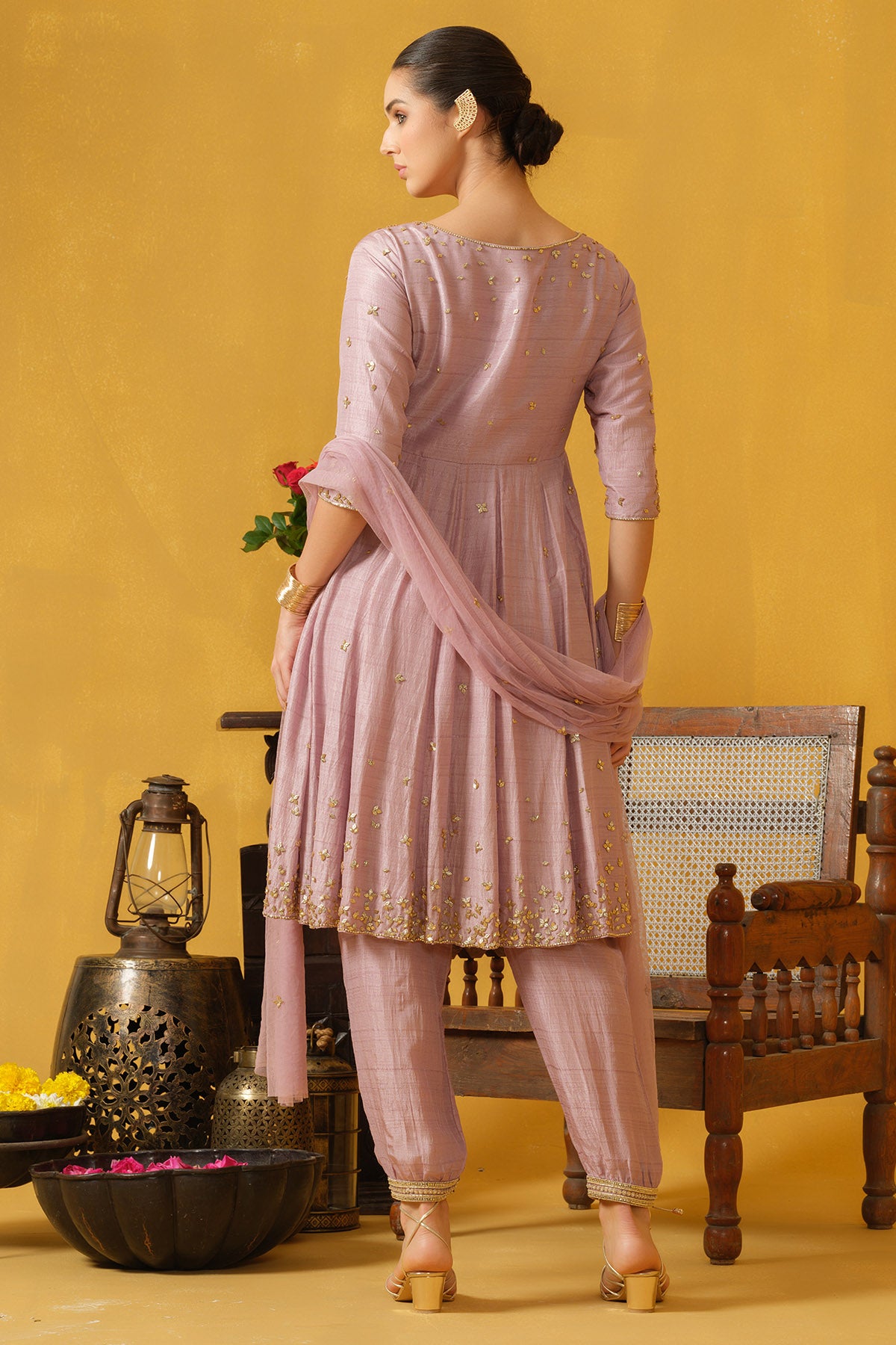 Lilac Glitter Sequins Kurta Set