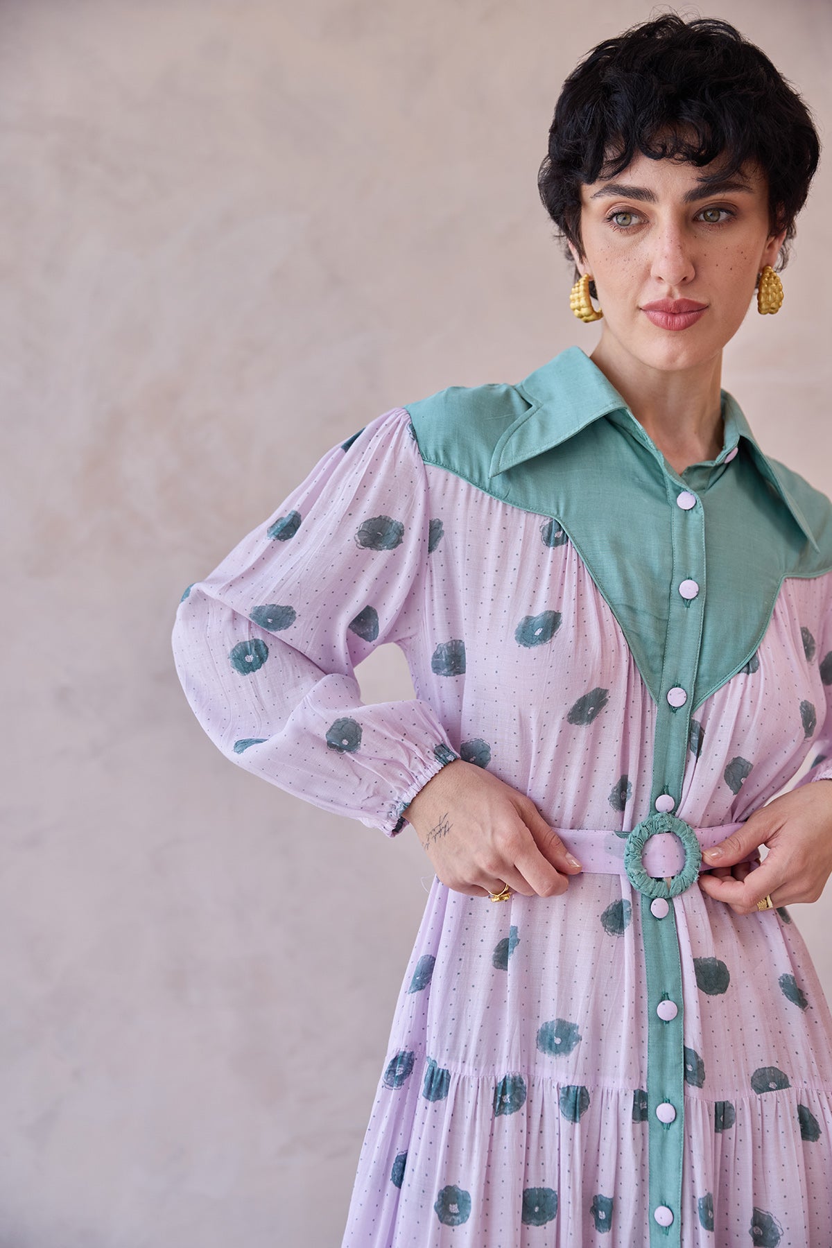 Lilac Hand Block Printed Dress