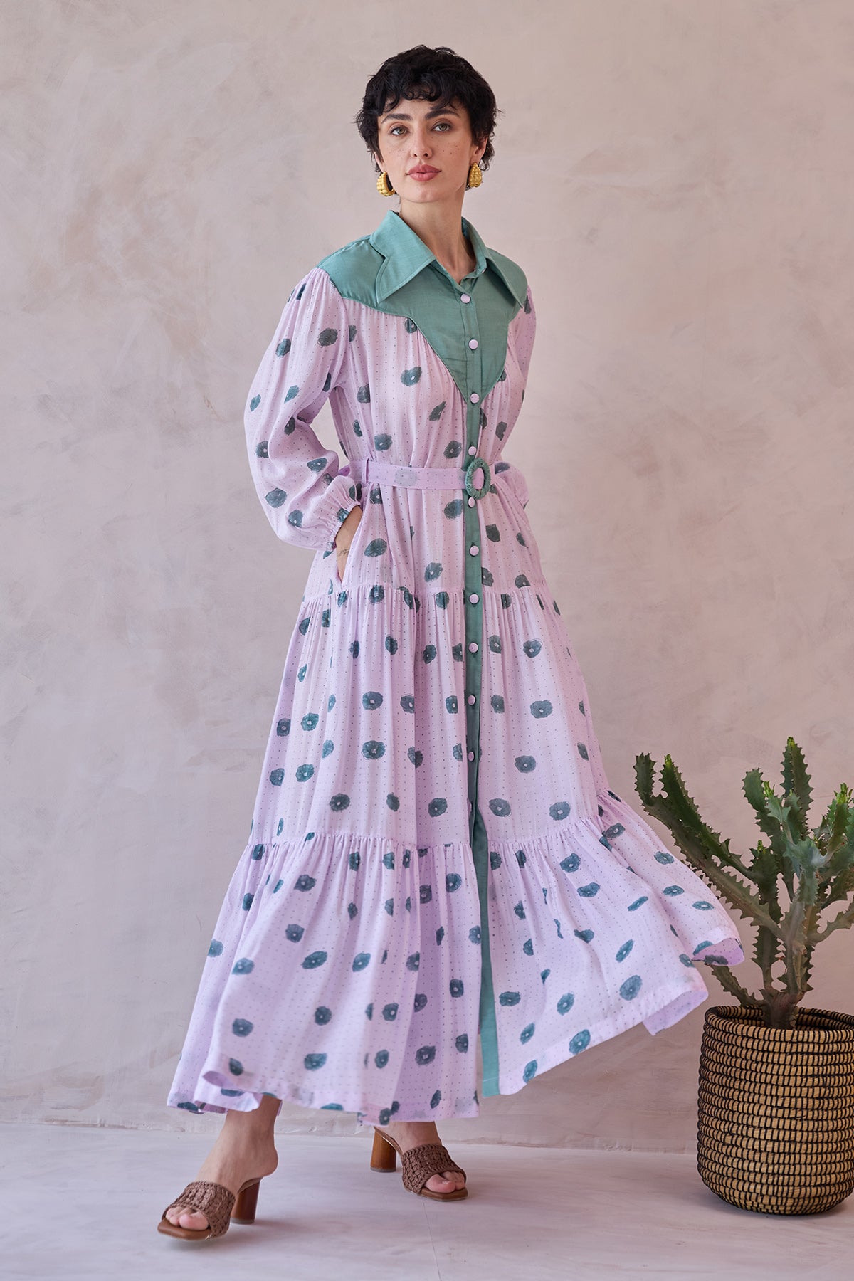 Lilac Hand Block Printed Dress