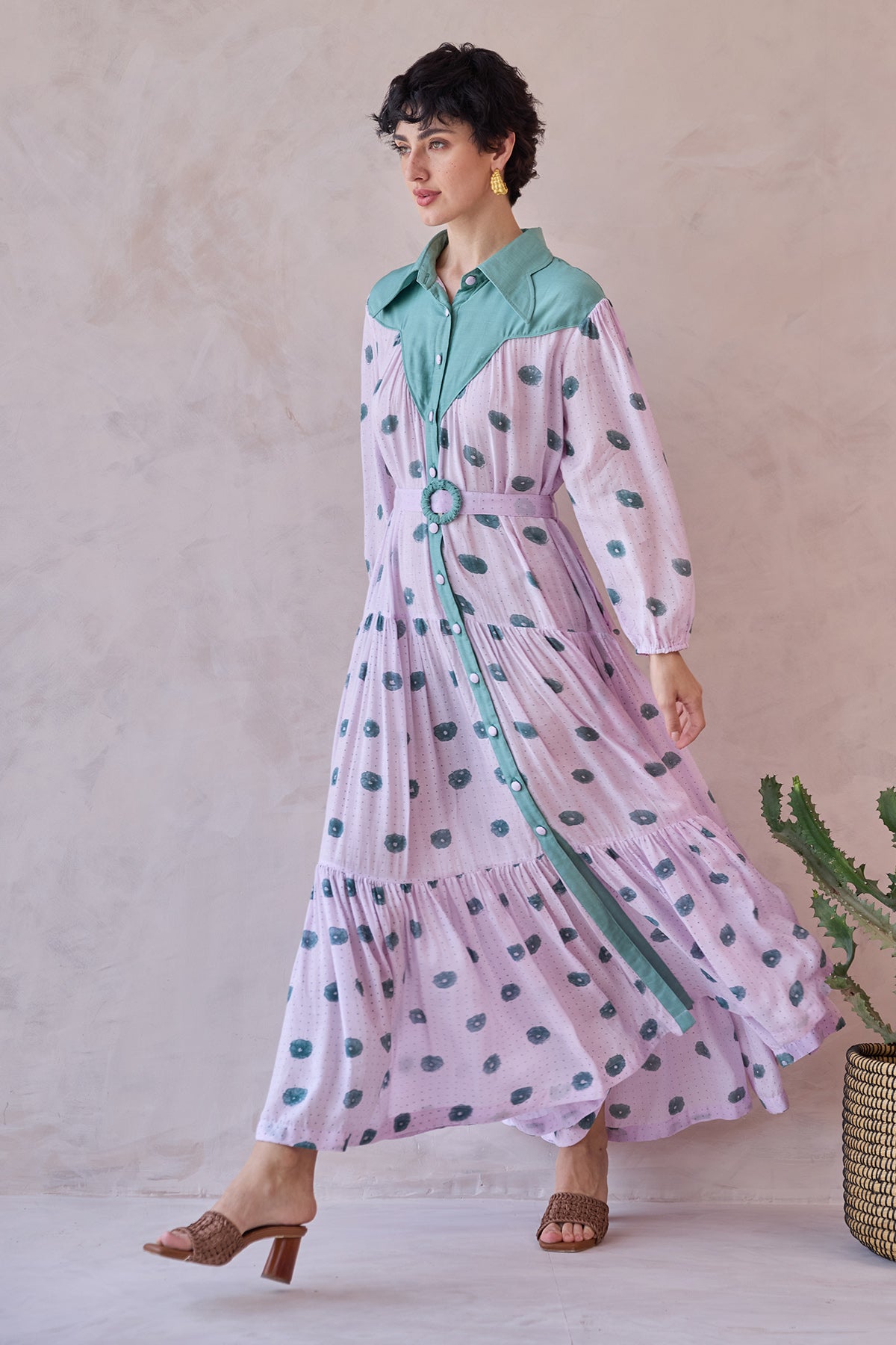 Lilac Hand Block Printed Dress