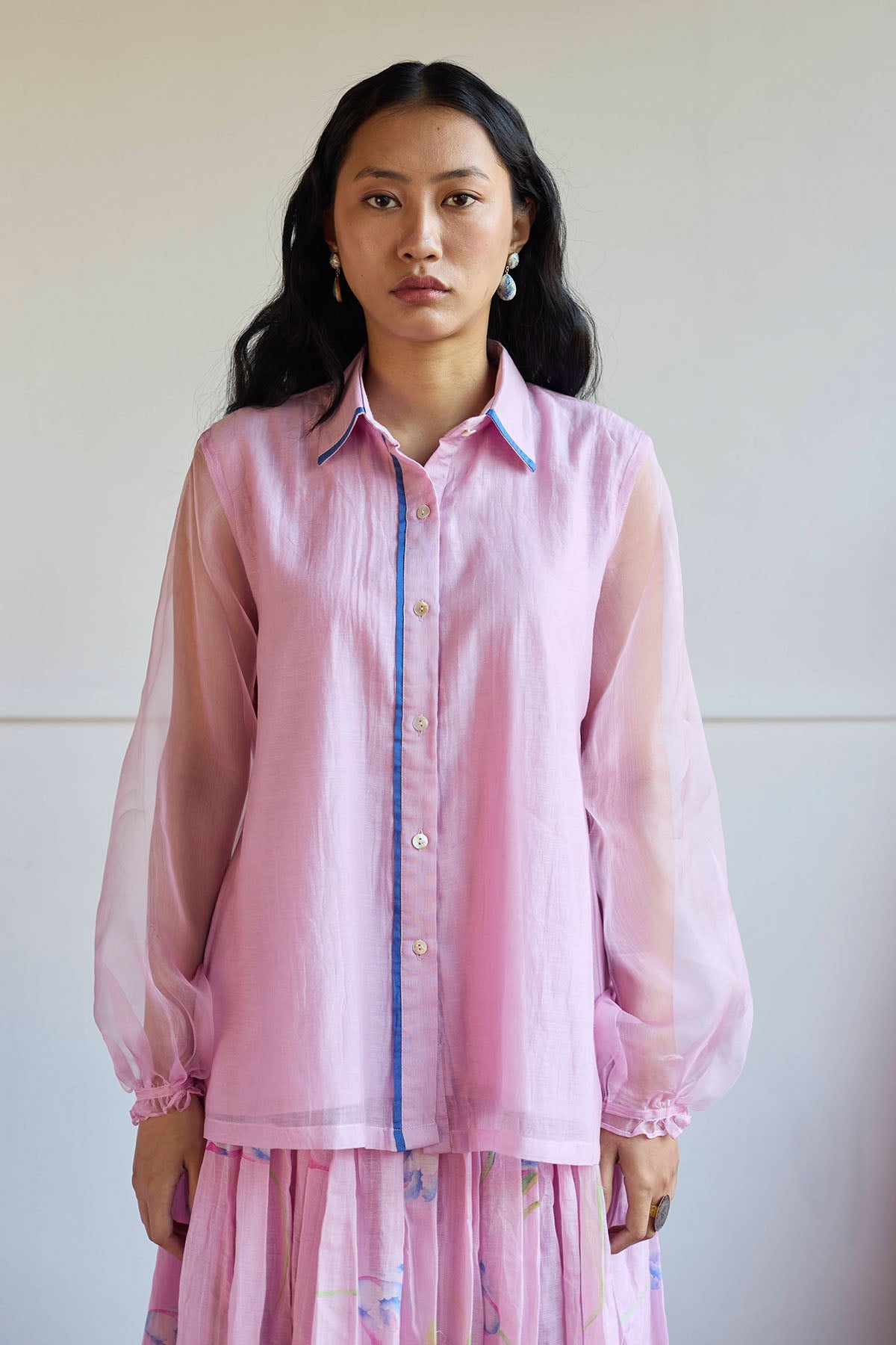 Buy Lilac Handwoven Chanderi Shirt by Juanita by Shubhda for women online at ScrollnShops