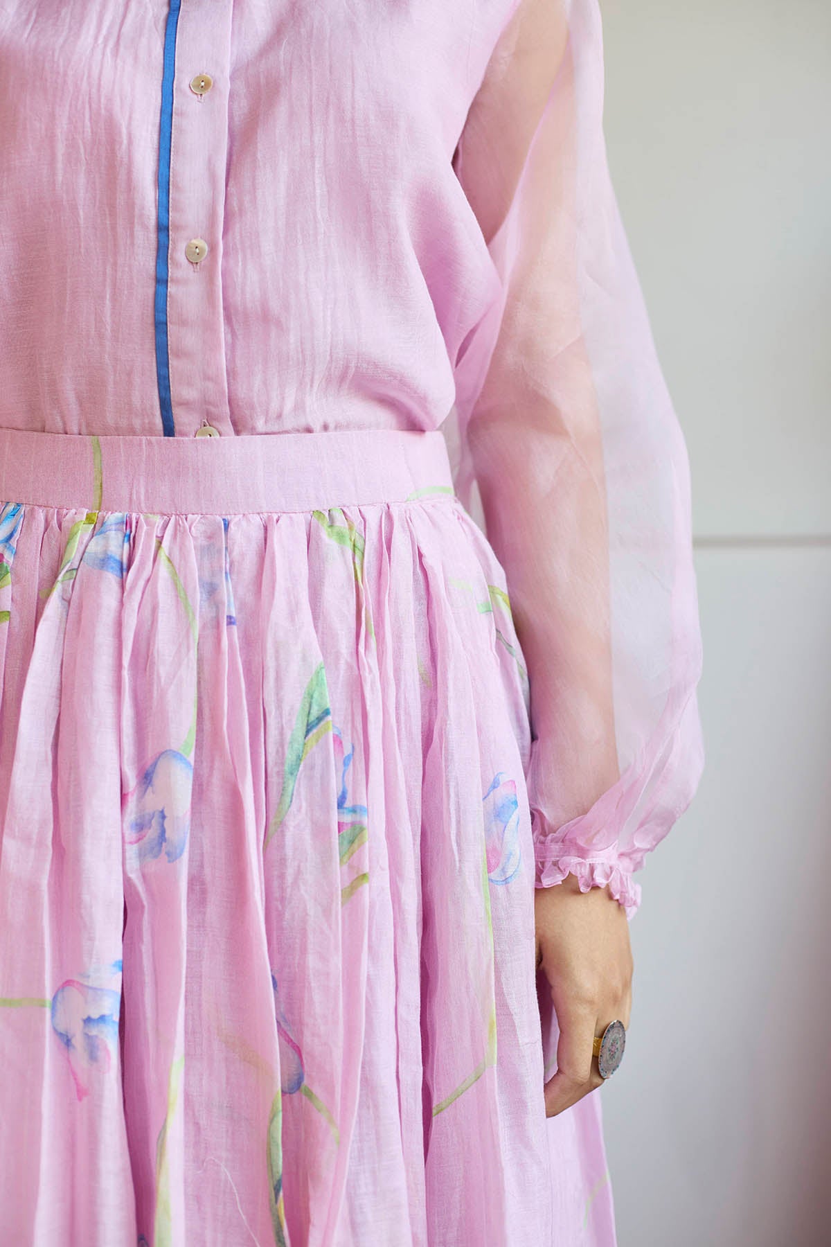 Lilac Handwoven Chanderi Skirt