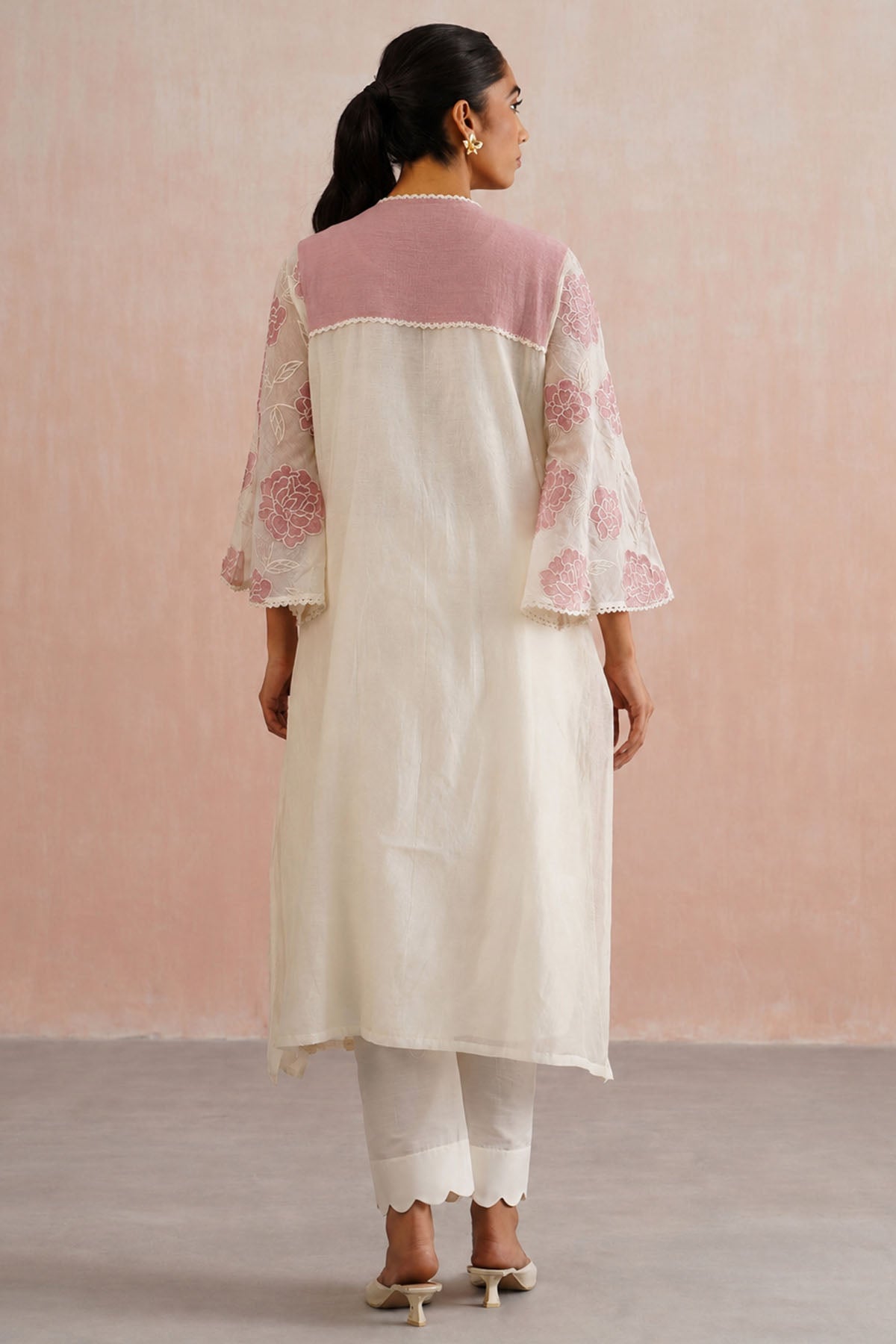 Lilac Ivory Chanderi Kurta Set