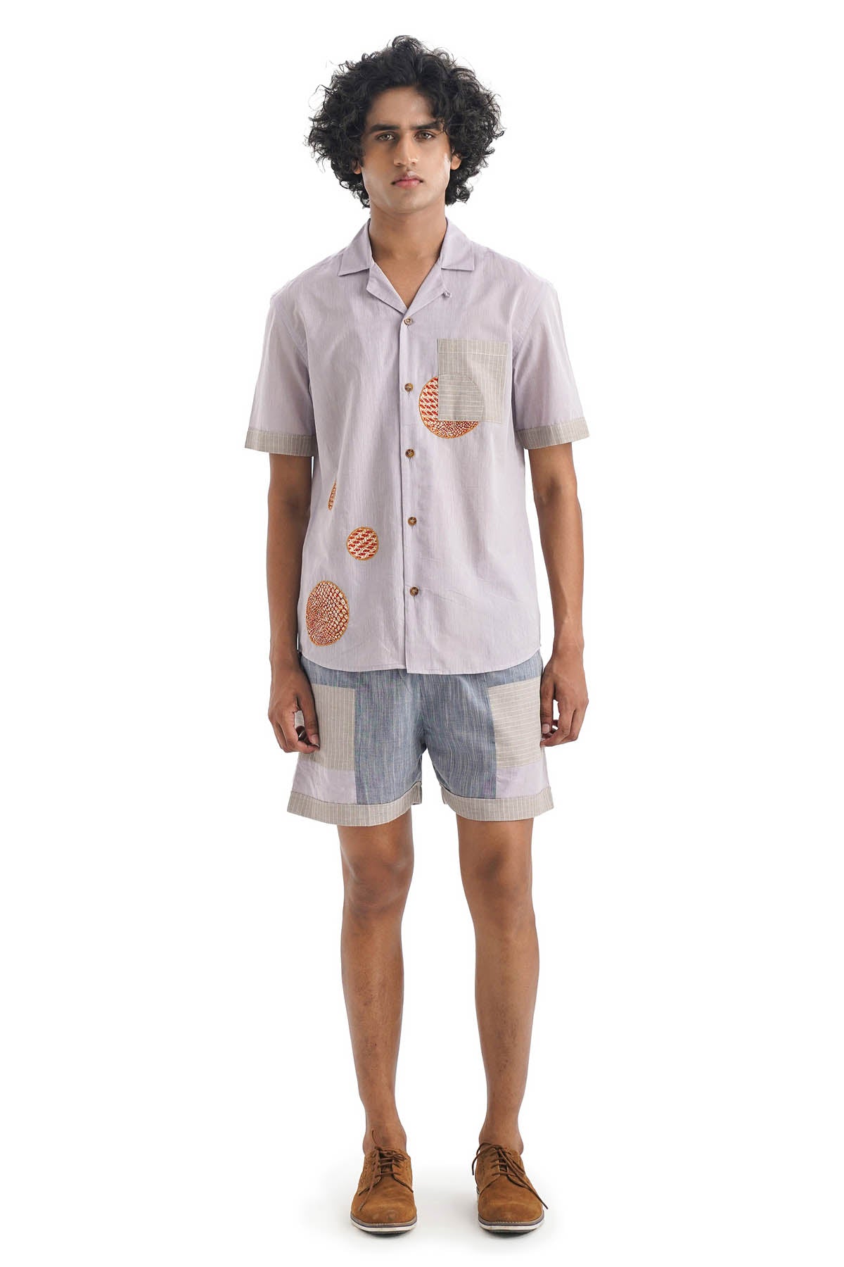 Lilac Kantha Embroidered Shirt