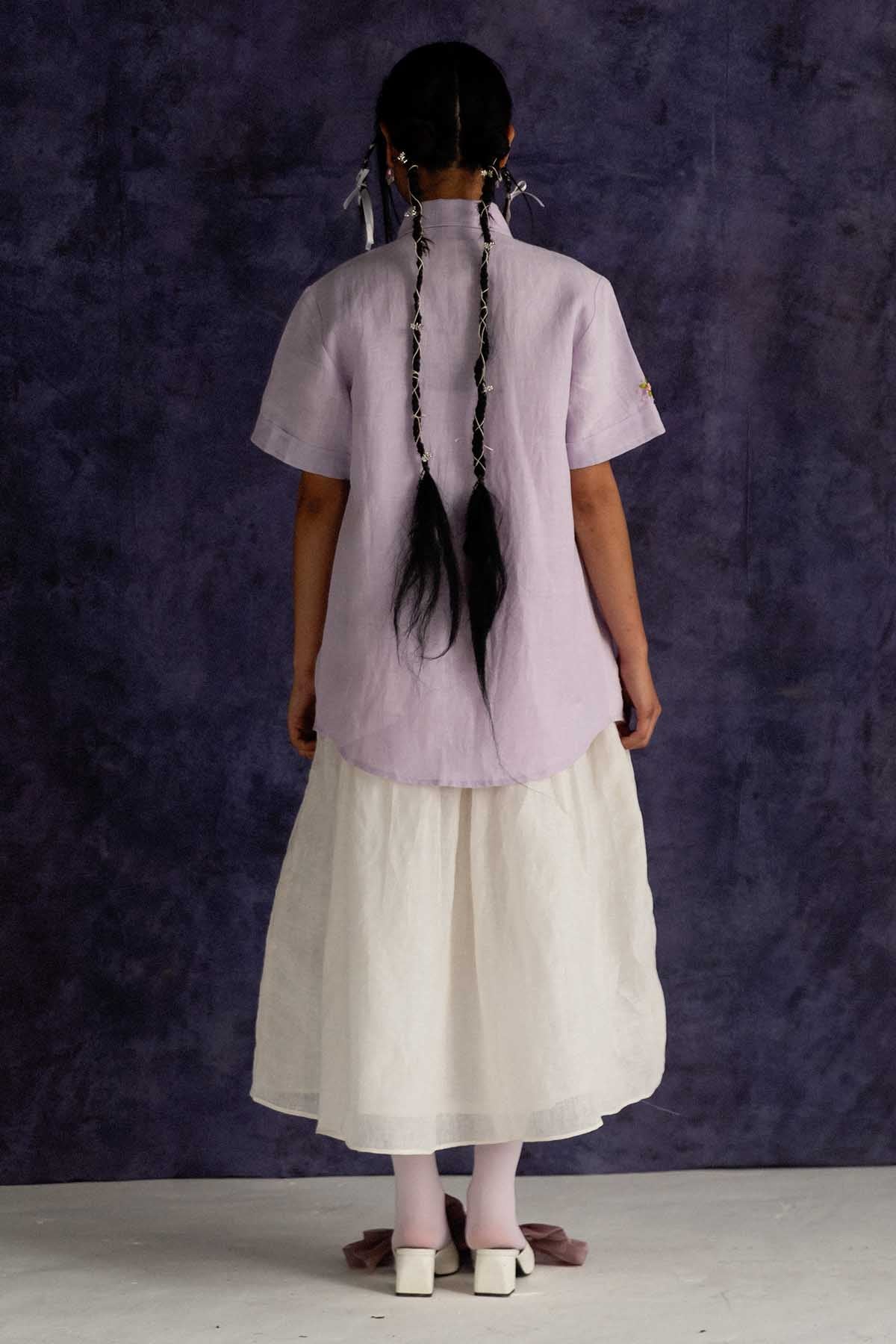 Lilac Linen Embroidered Shirt