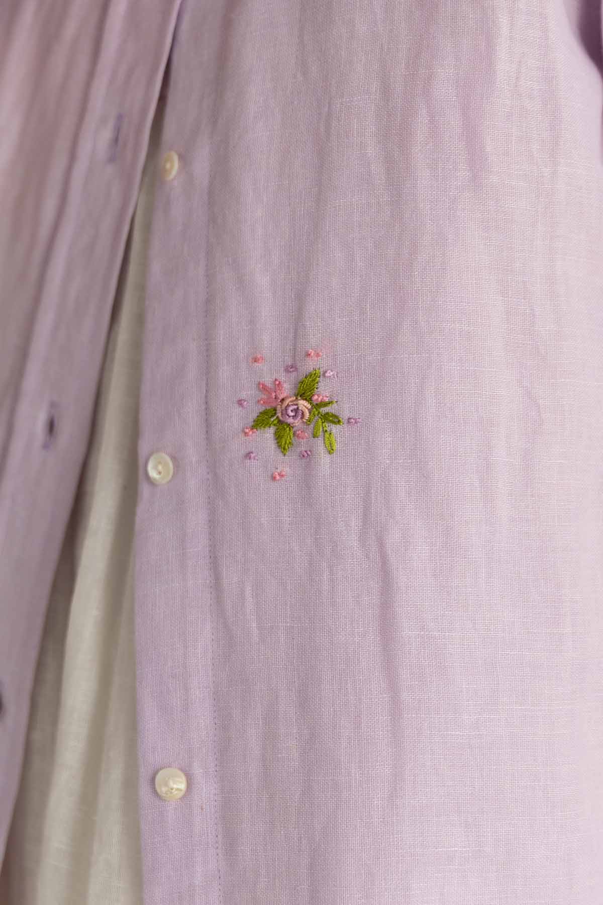 Lilac Linen Embroidered Shirt