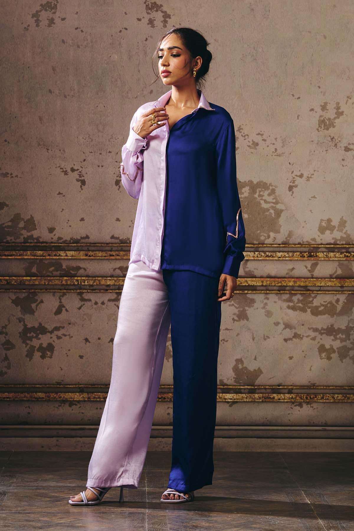 Buy Lilac & Navy Blue Shirt & Pants by Masumi Mewawalla for women online at ScrollnShops