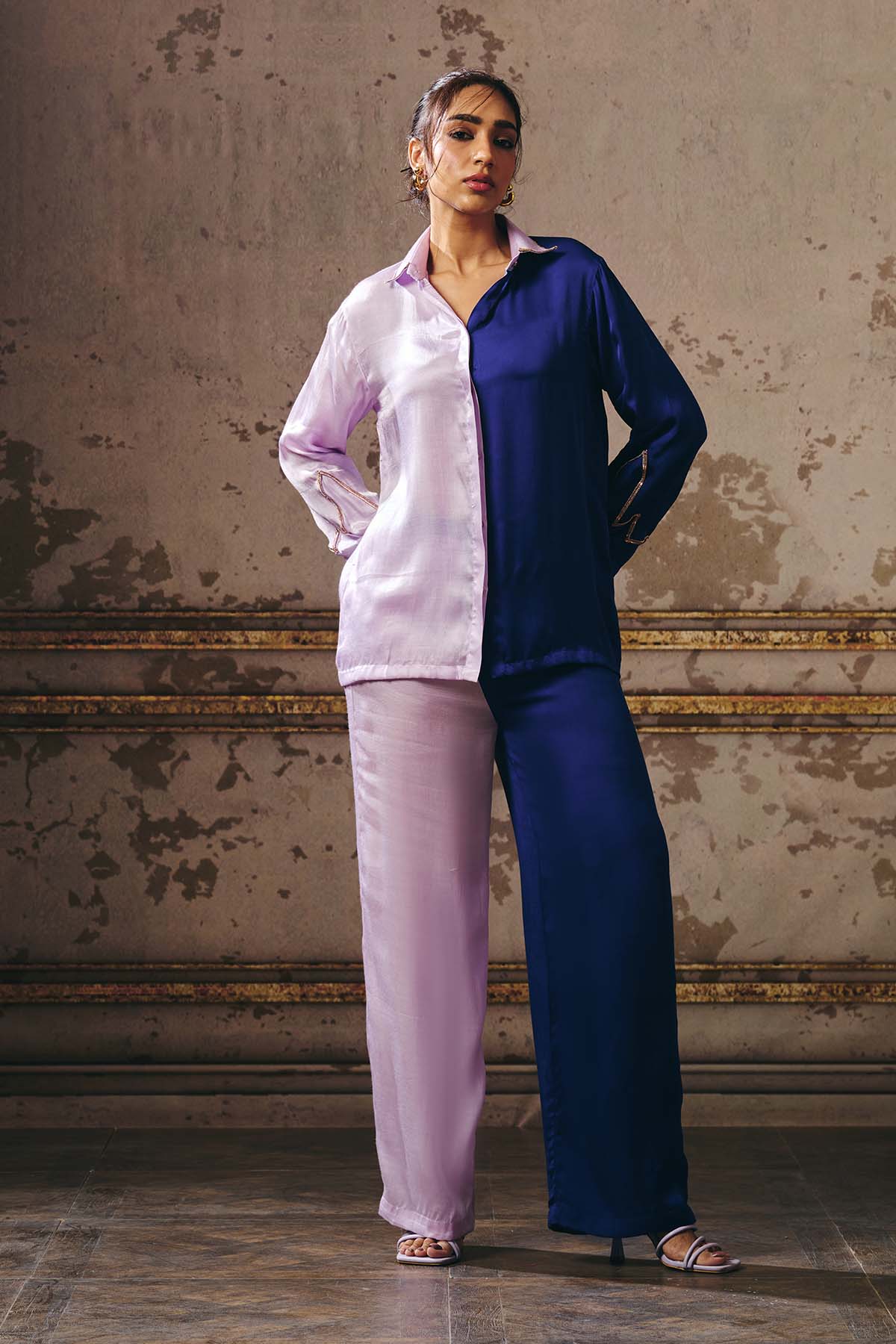 Lilac & Navy Blue Shirt & Pants