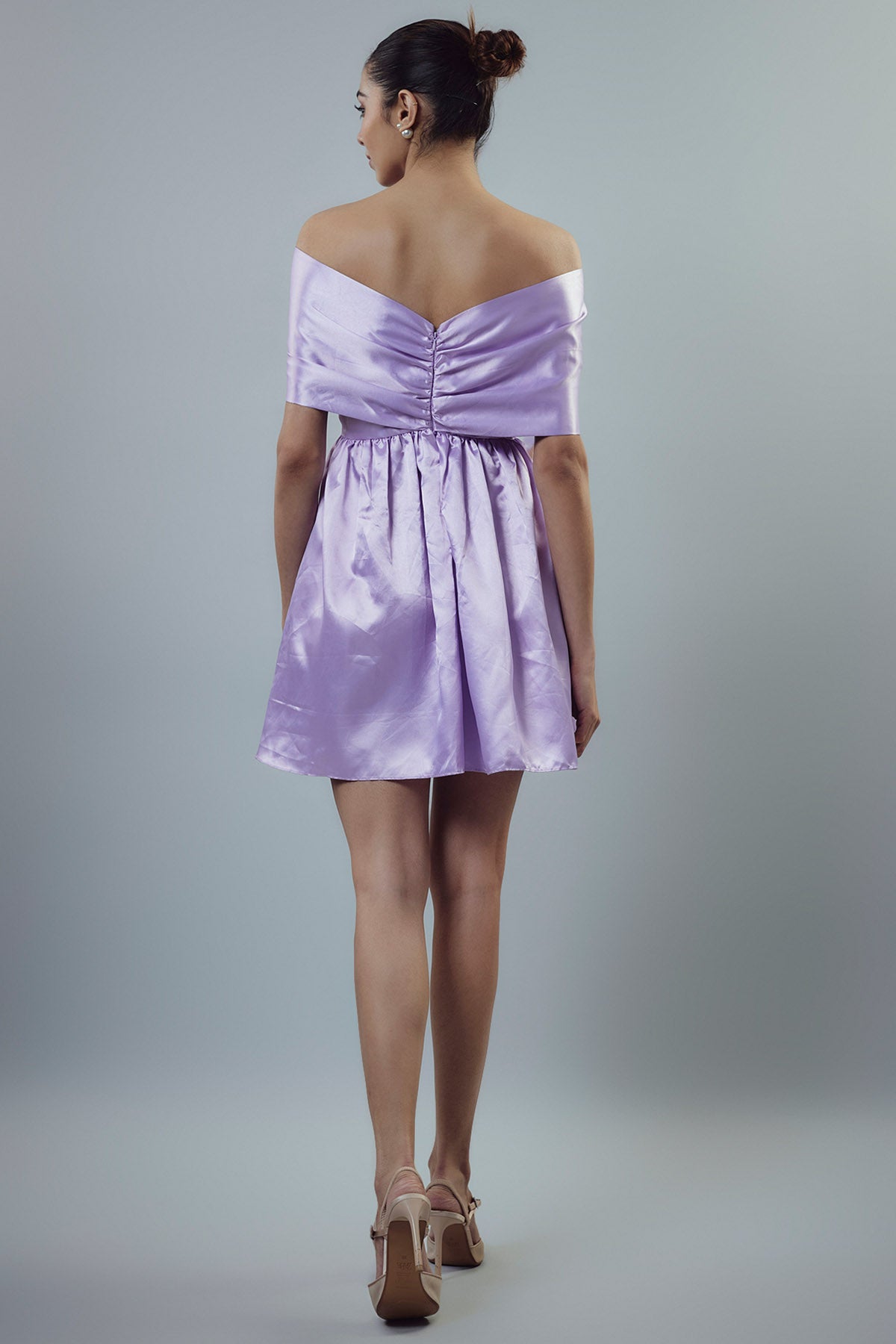 Lilac Off Shoulder Mini Dress