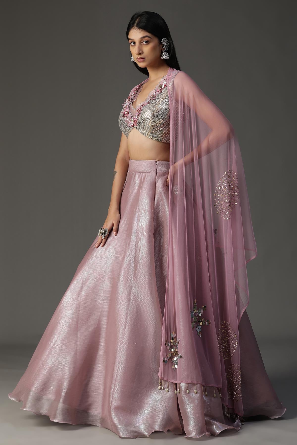 Buy Arpita SulakshanaLilac Organza Embroidered Lehenga Set