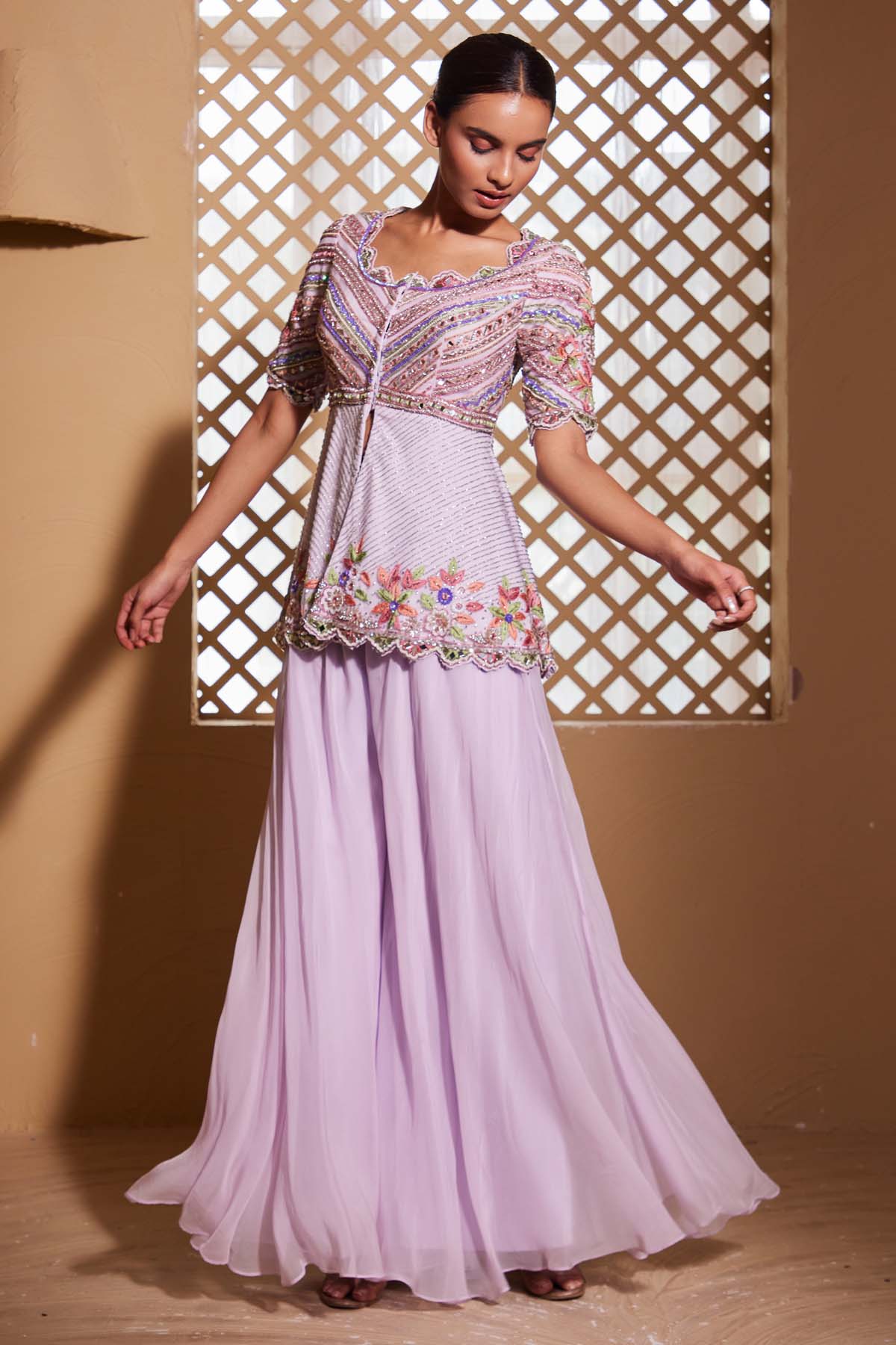 Lilac Organza Top & Sharara