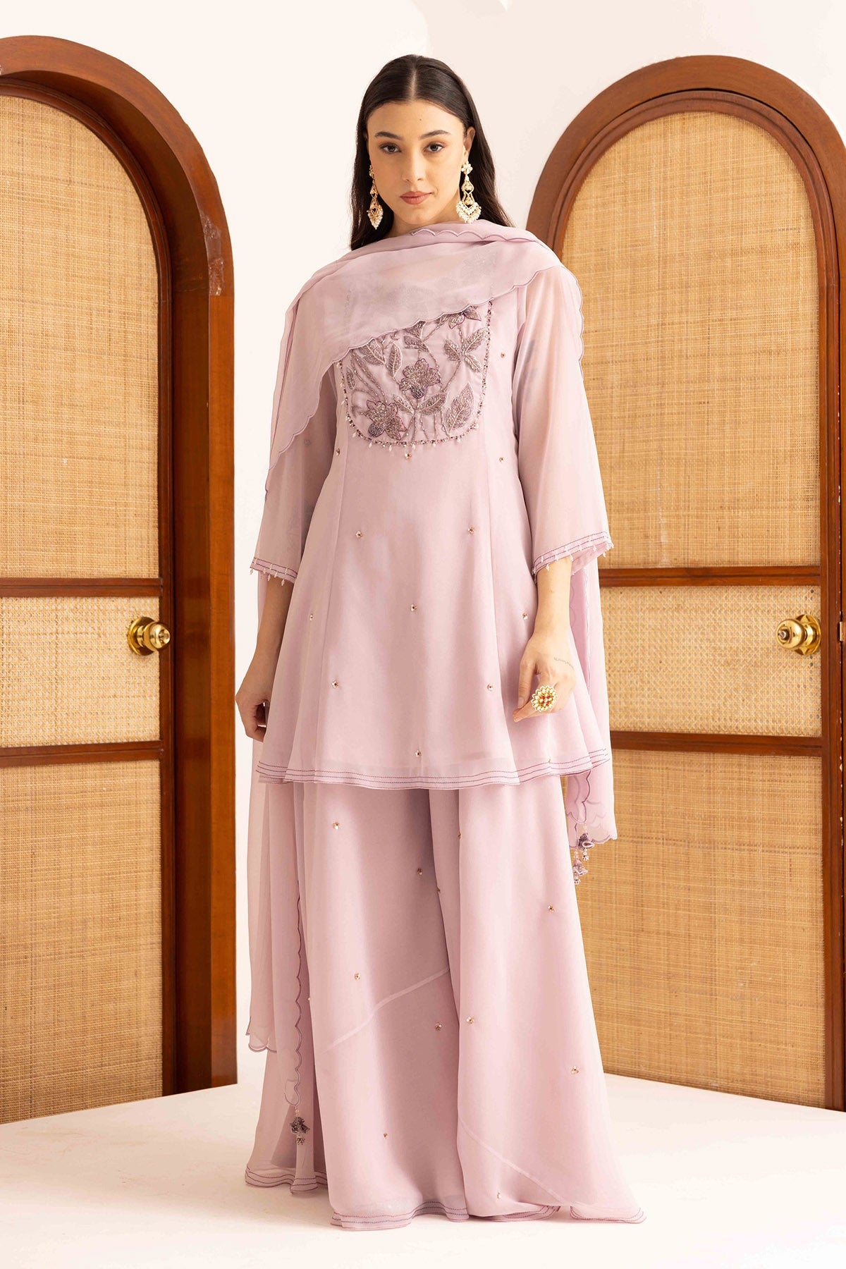 Buy Lilac Pearl Work Sharara Set by Ajiesh Oberoi for women online at ScrollnShops
