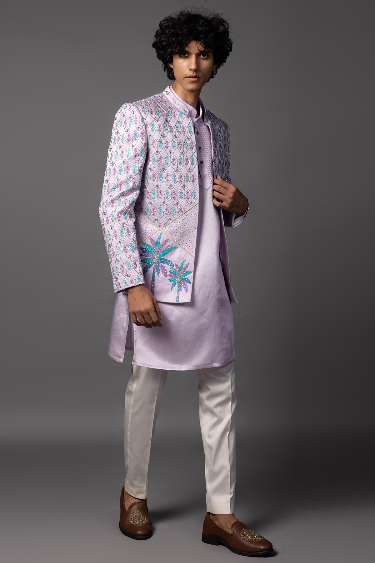 Lilac Pintuck Detail Kurta Set