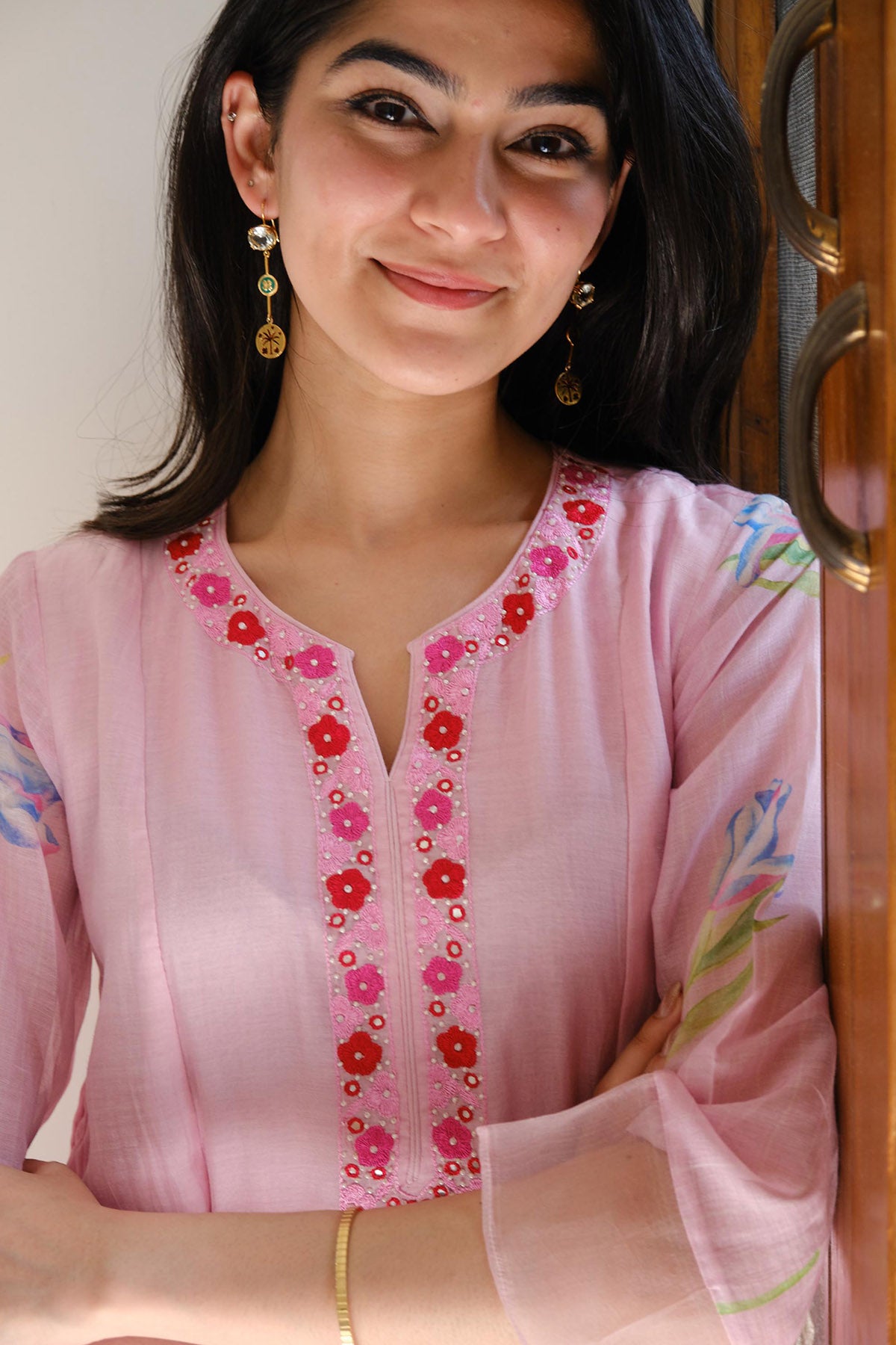 Lilac Resham Work Kurta Set