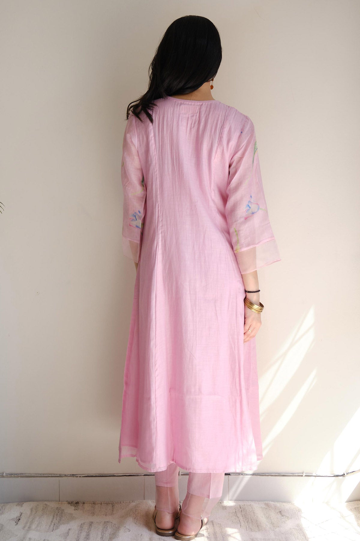 Lilac Resham Work Kurta Set