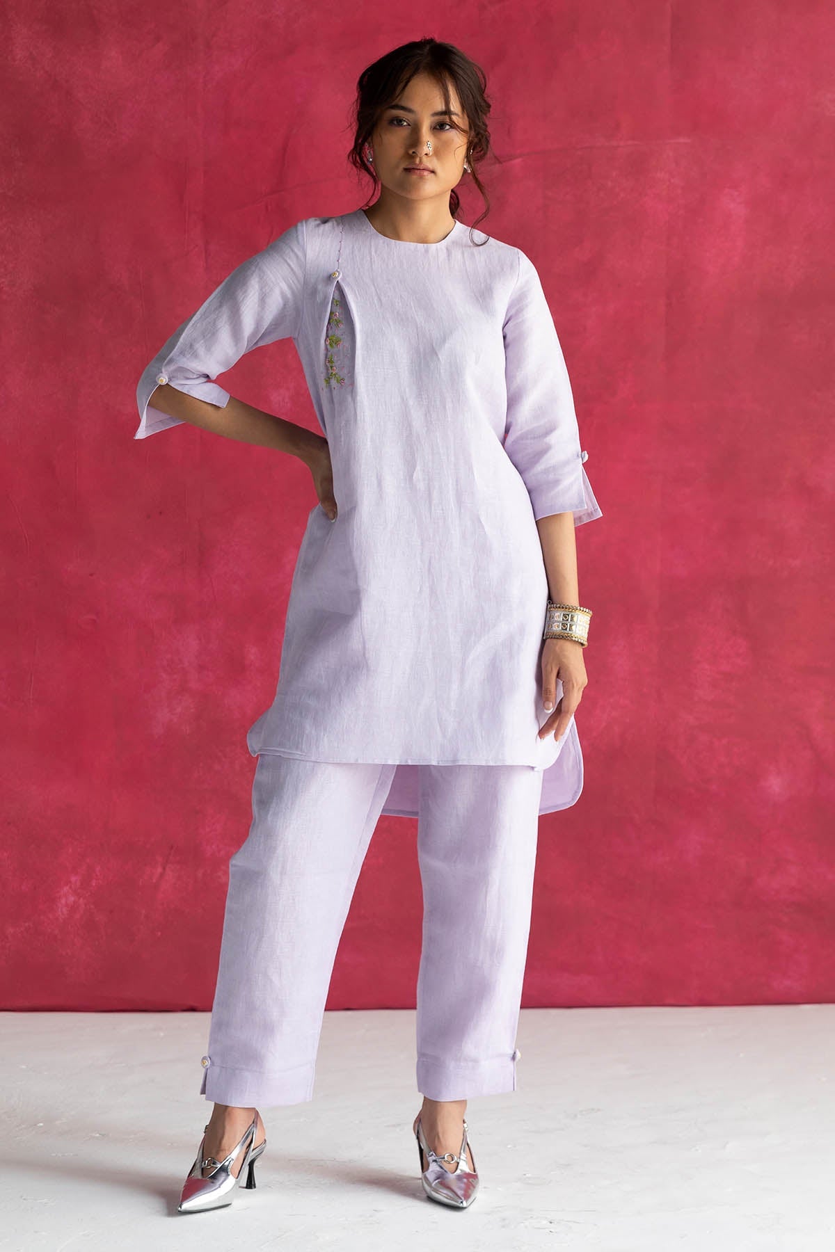 Buy Designer Lilac Round Neck Top & Pants Online