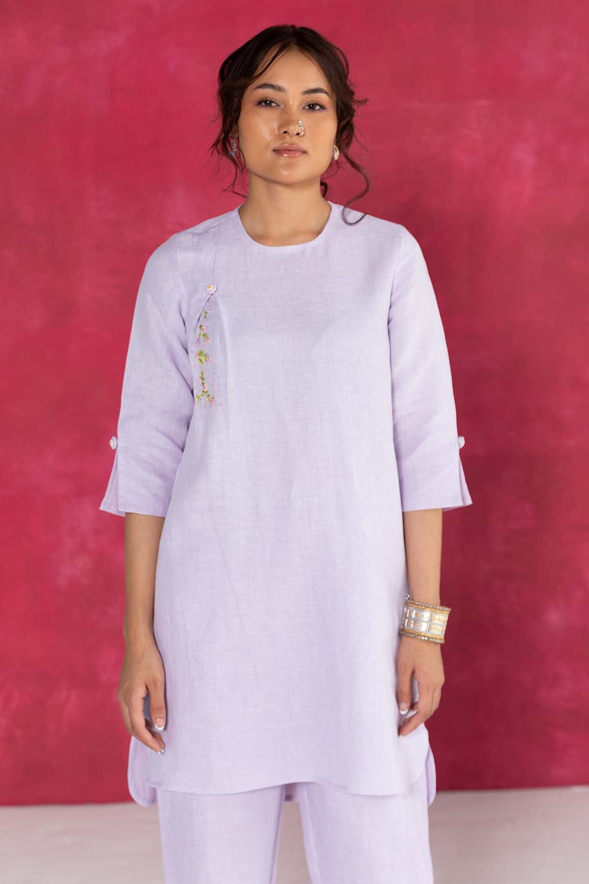 Lilac Round Neck Top & Pants