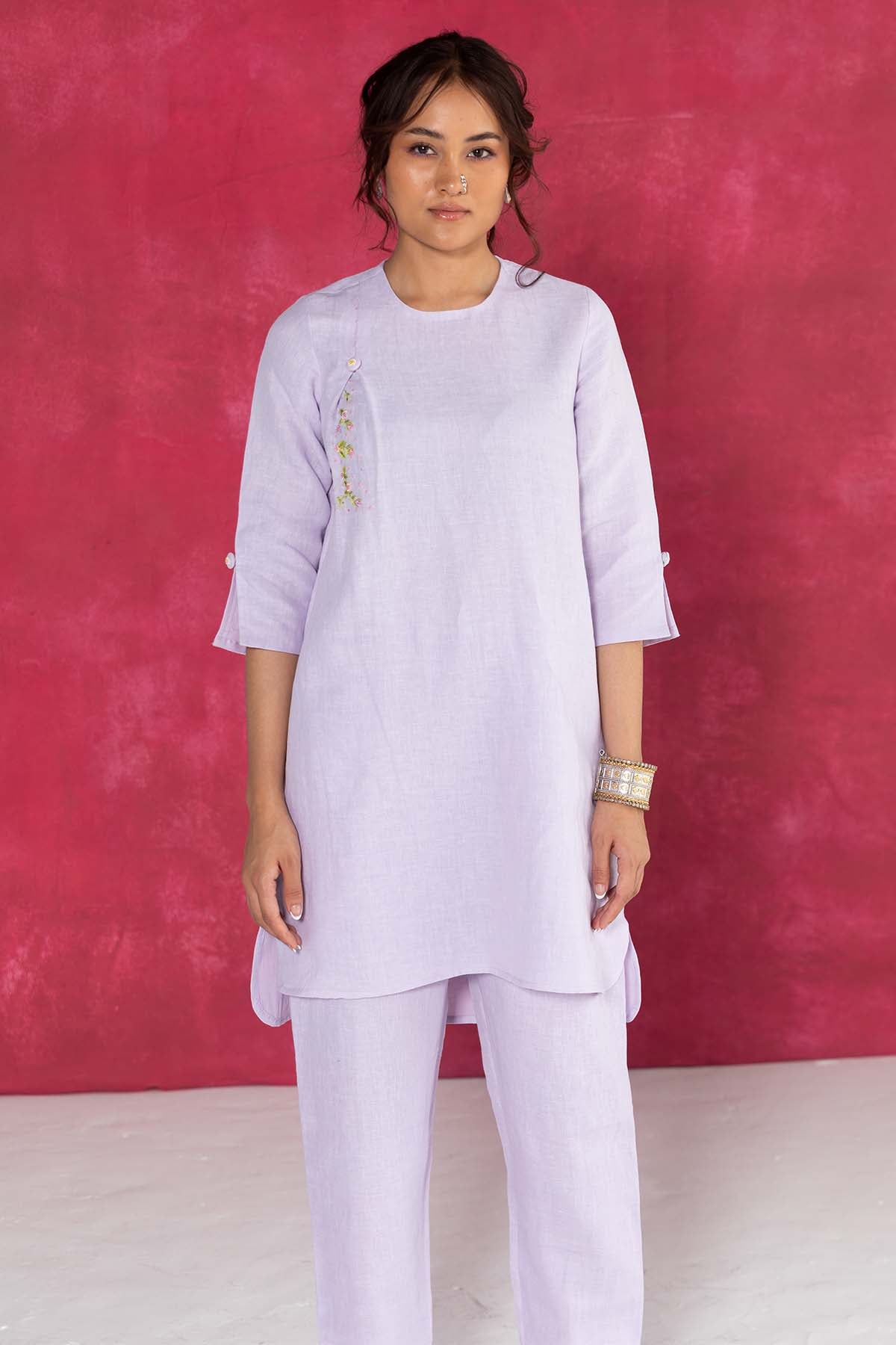 Lilac Round Neck Top & Pants
