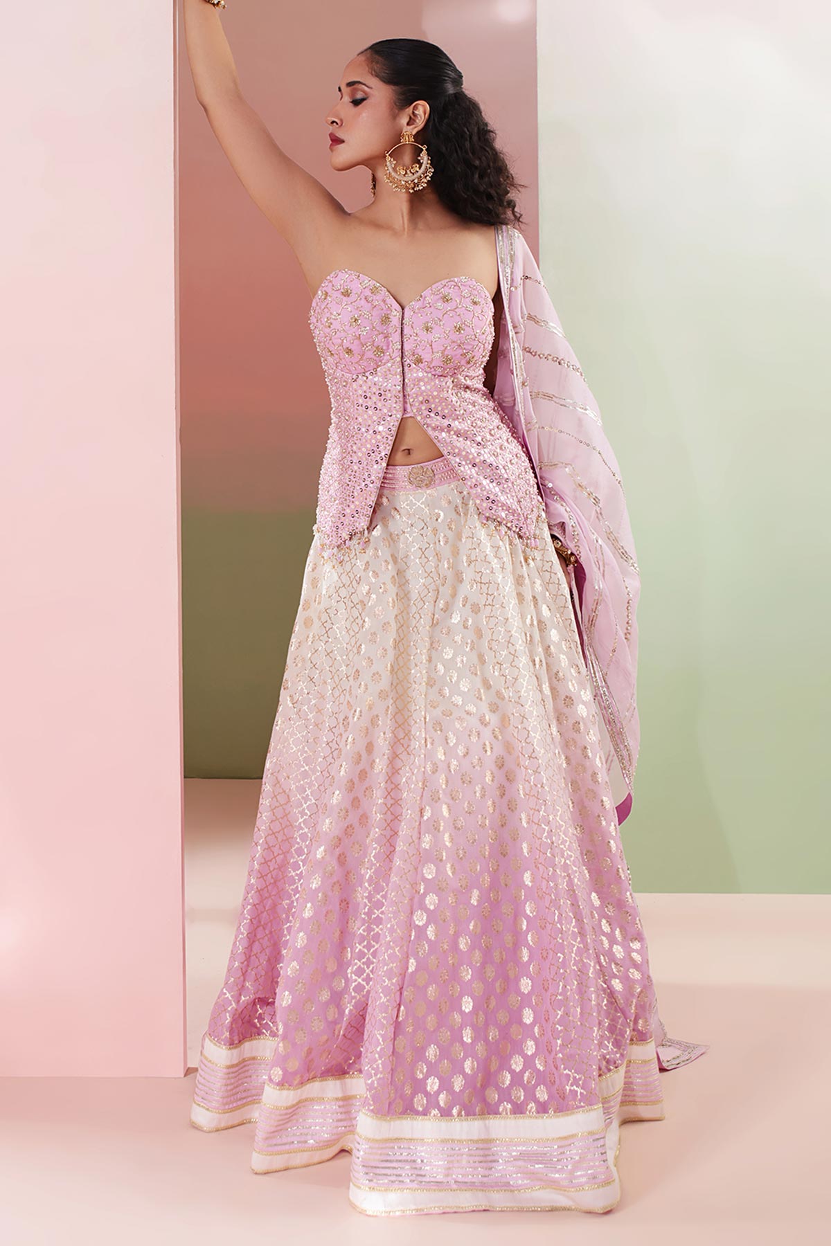 Lilac Sequin Thread Lehenga Set